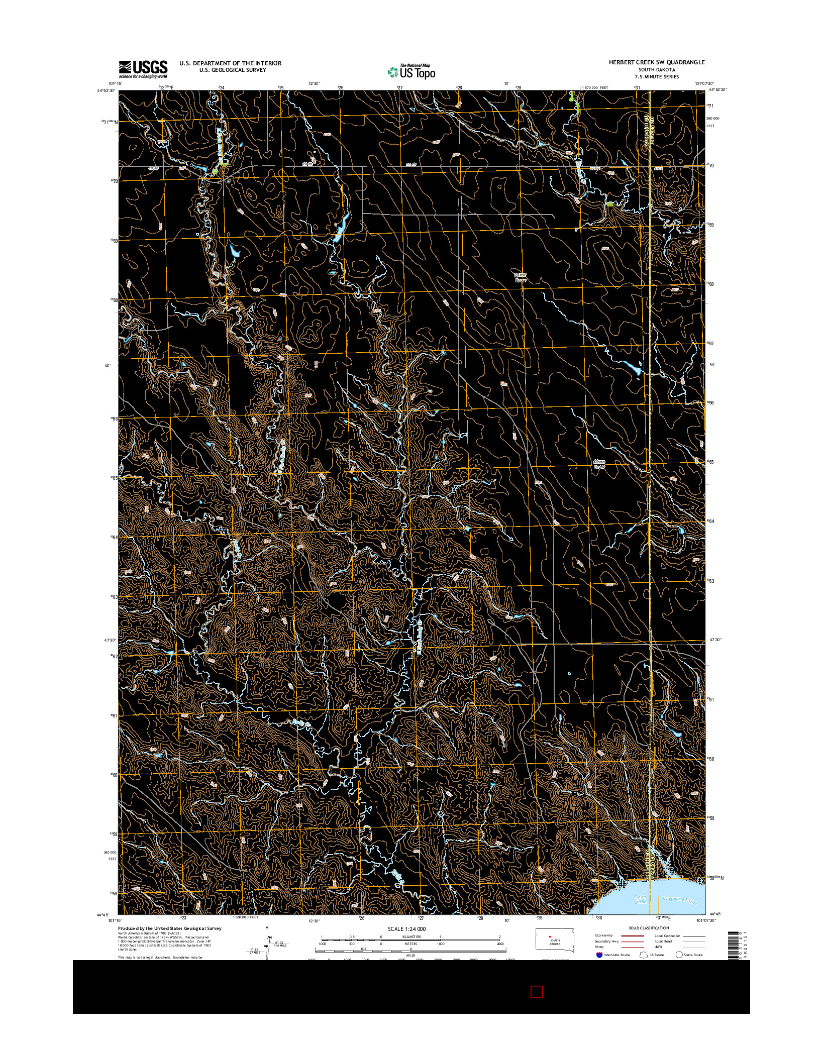 USGS US TOPO 7.5-MINUTE MAP FOR HERBERT CREEK SW, SD 2015