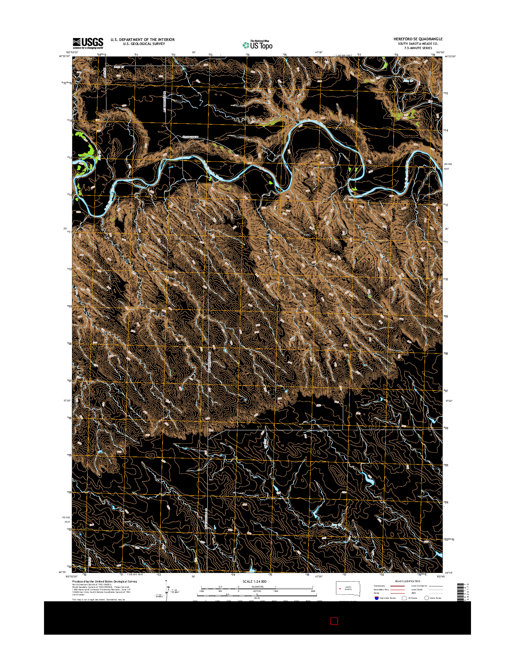 USGS US TOPO 7.5-MINUTE MAP FOR HEREFORD SE, SD 2015