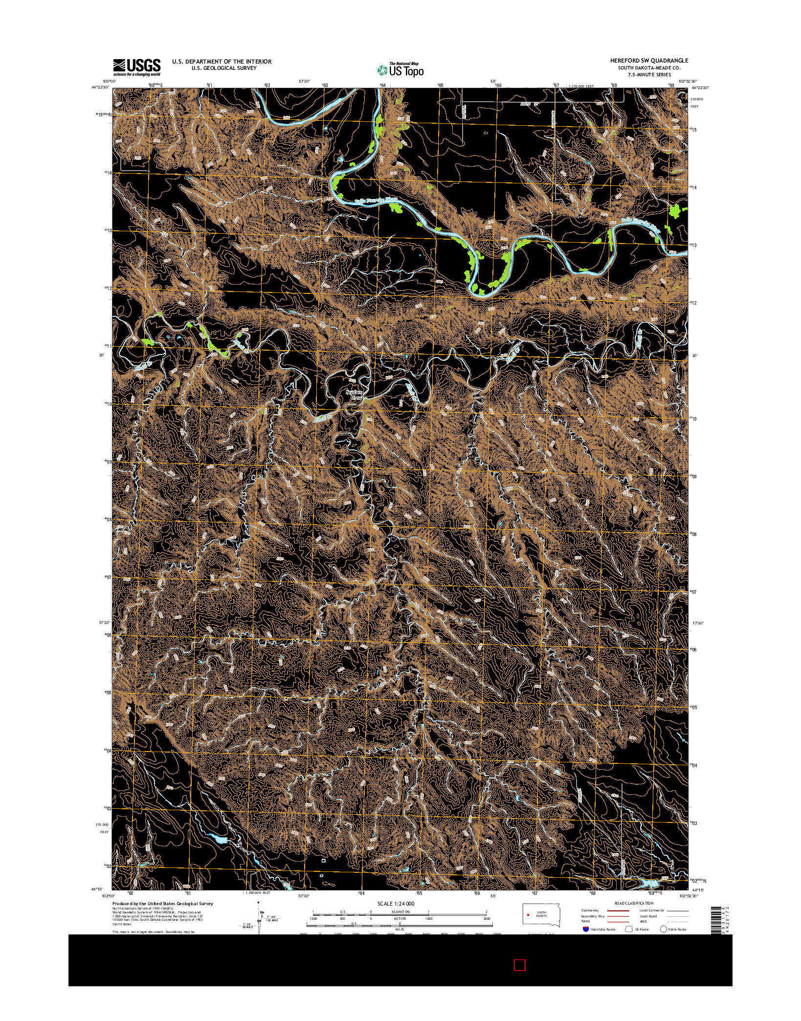 USGS US TOPO 7.5-MINUTE MAP FOR HEREFORD SW, SD 2015