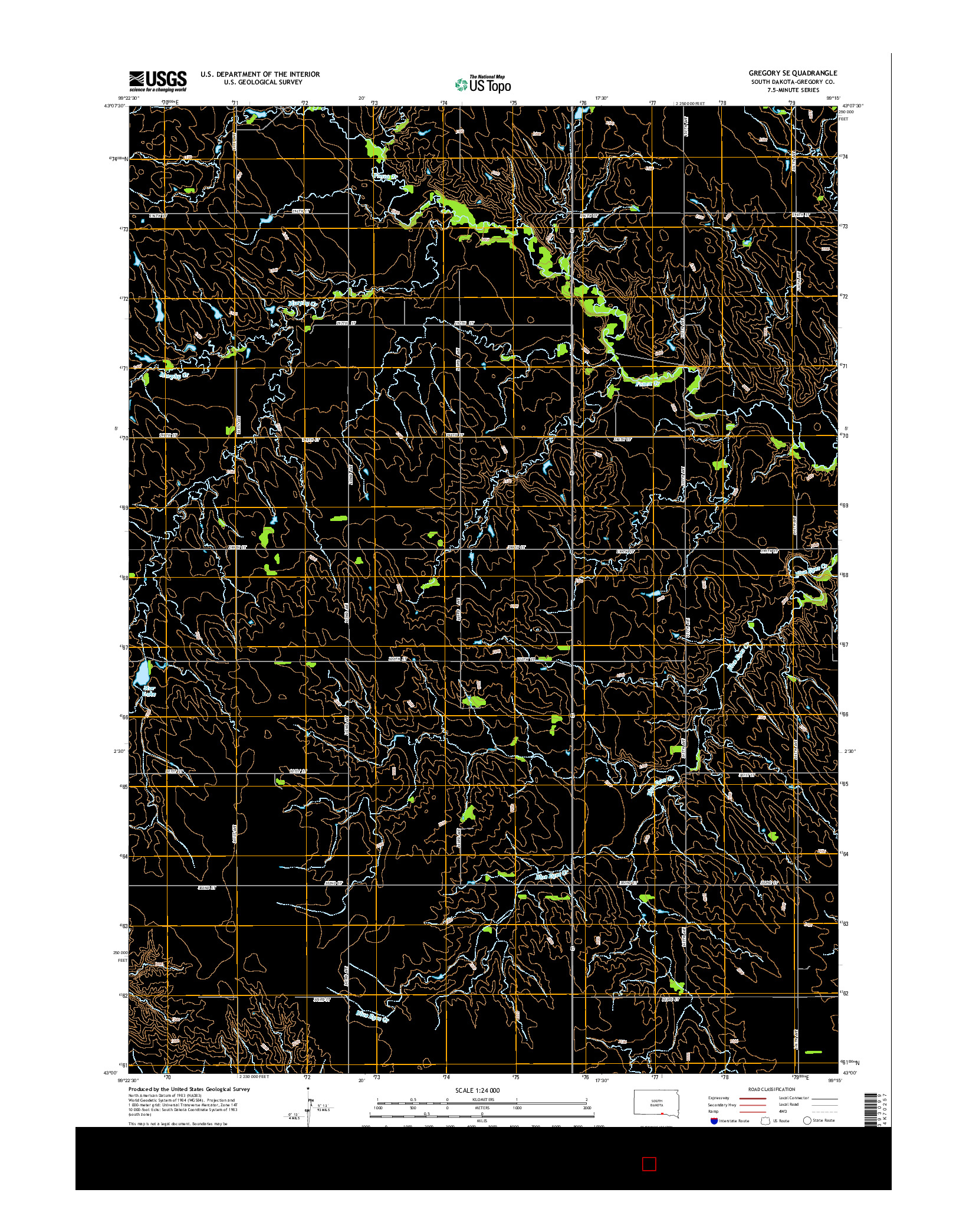 USGS US TOPO 7.5-MINUTE MAP FOR GREGORY SE, SD 2015