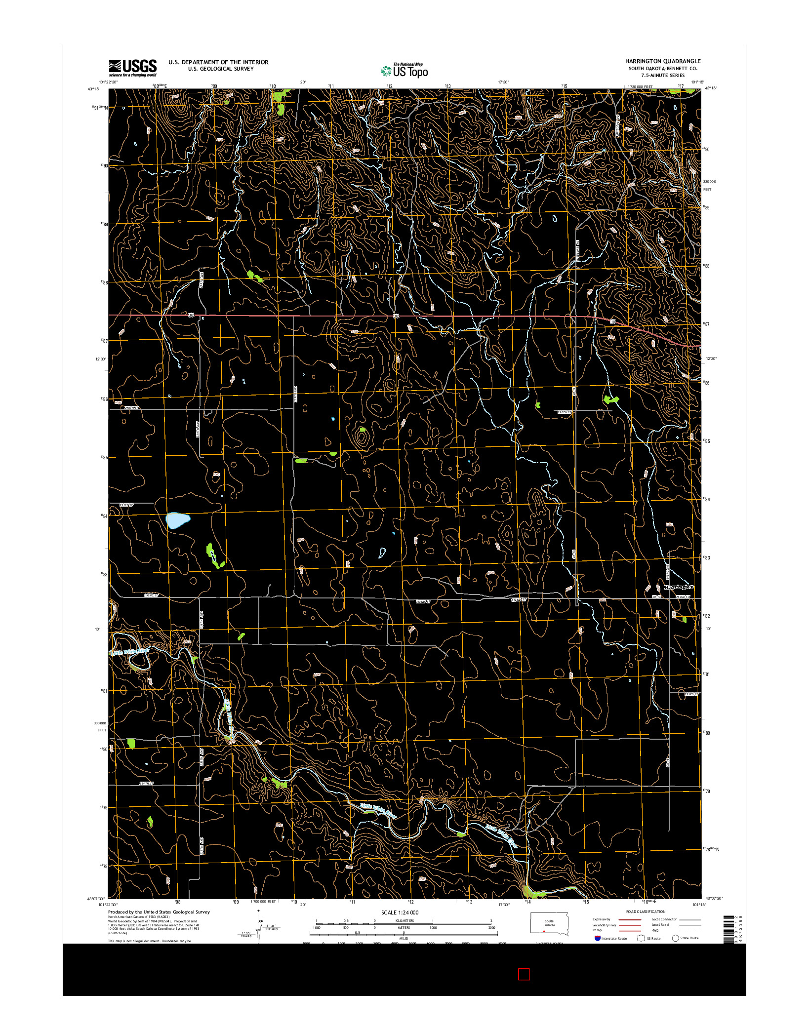 USGS US TOPO 7.5-MINUTE MAP FOR HARRINGTON, SD 2015