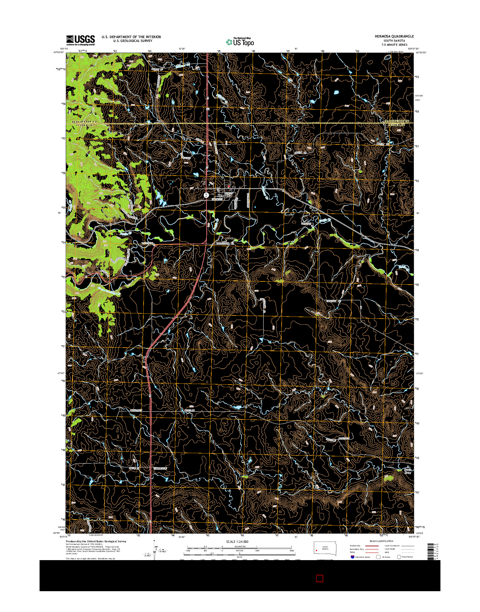 USGS US TOPO 7.5-MINUTE MAP FOR HERMOSA, SD 2015