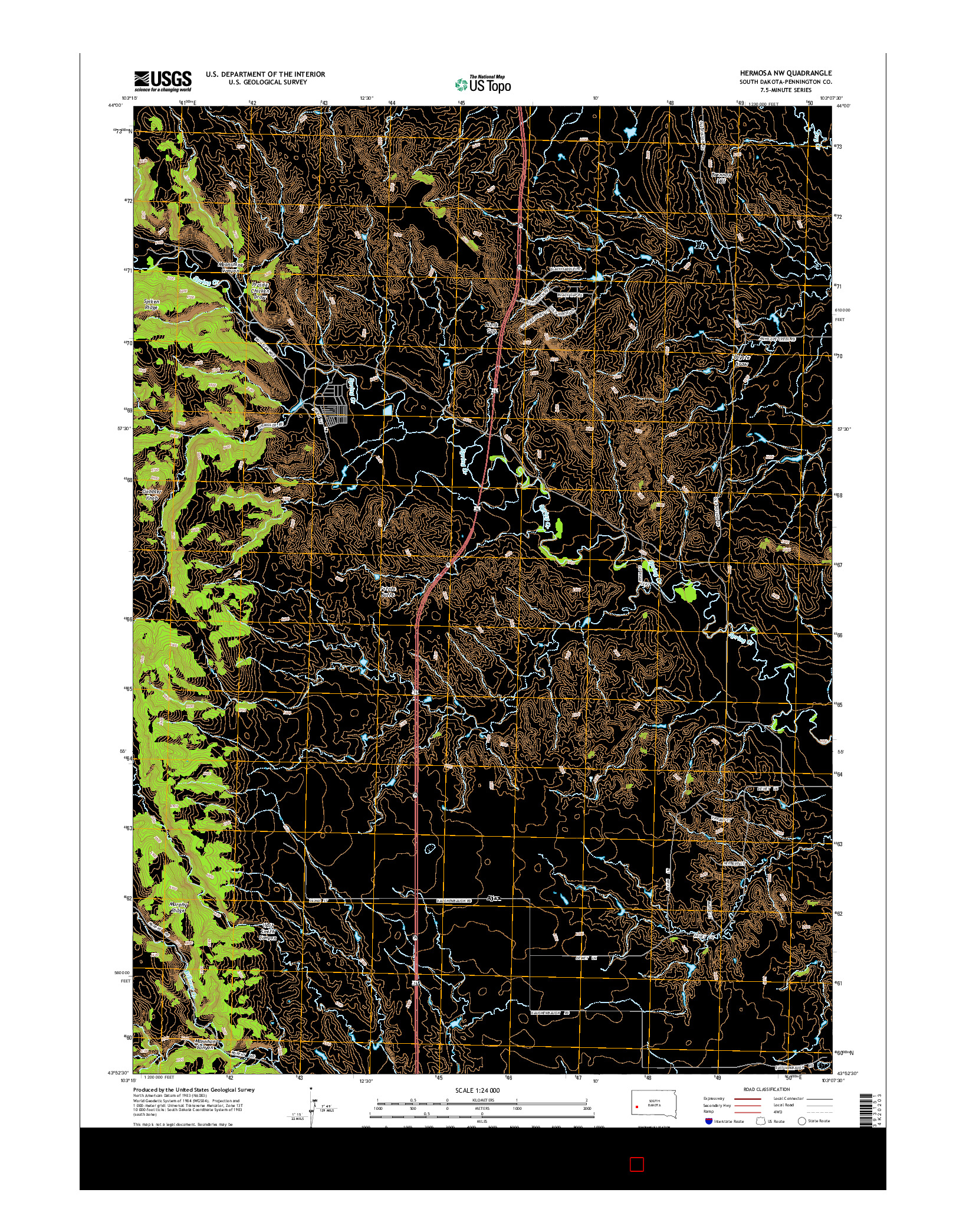 USGS US TOPO 7.5-MINUTE MAP FOR HERMOSA NW, SD 2015