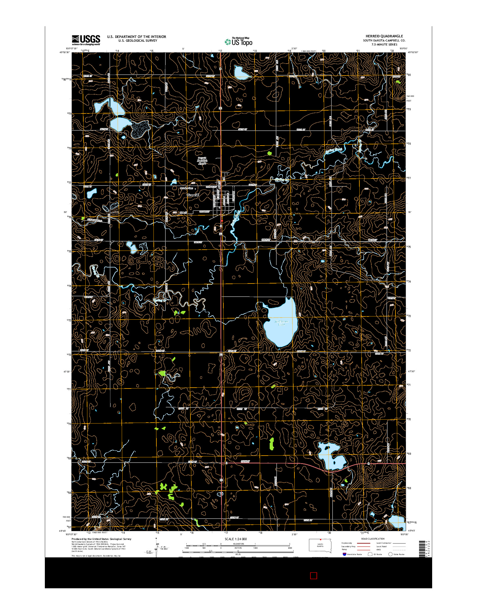 USGS US TOPO 7.5-MINUTE MAP FOR HERREID, SD 2015
