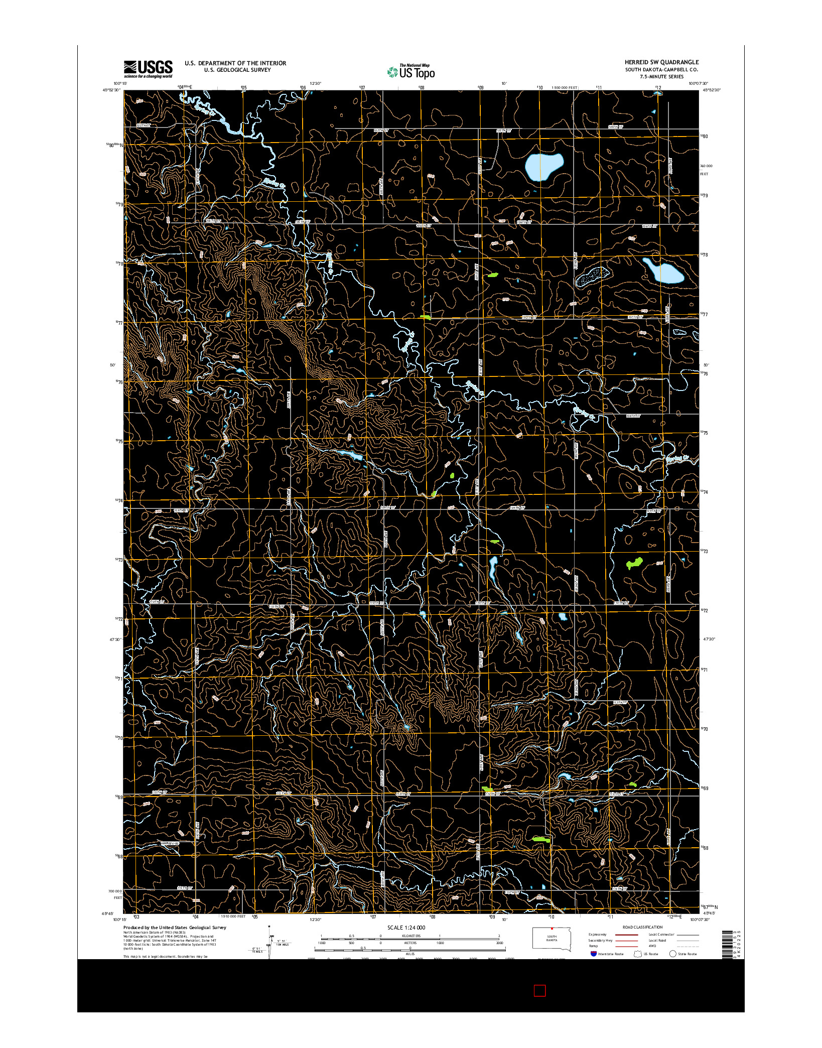 USGS US TOPO 7.5-MINUTE MAP FOR HERREID SW, SD 2015