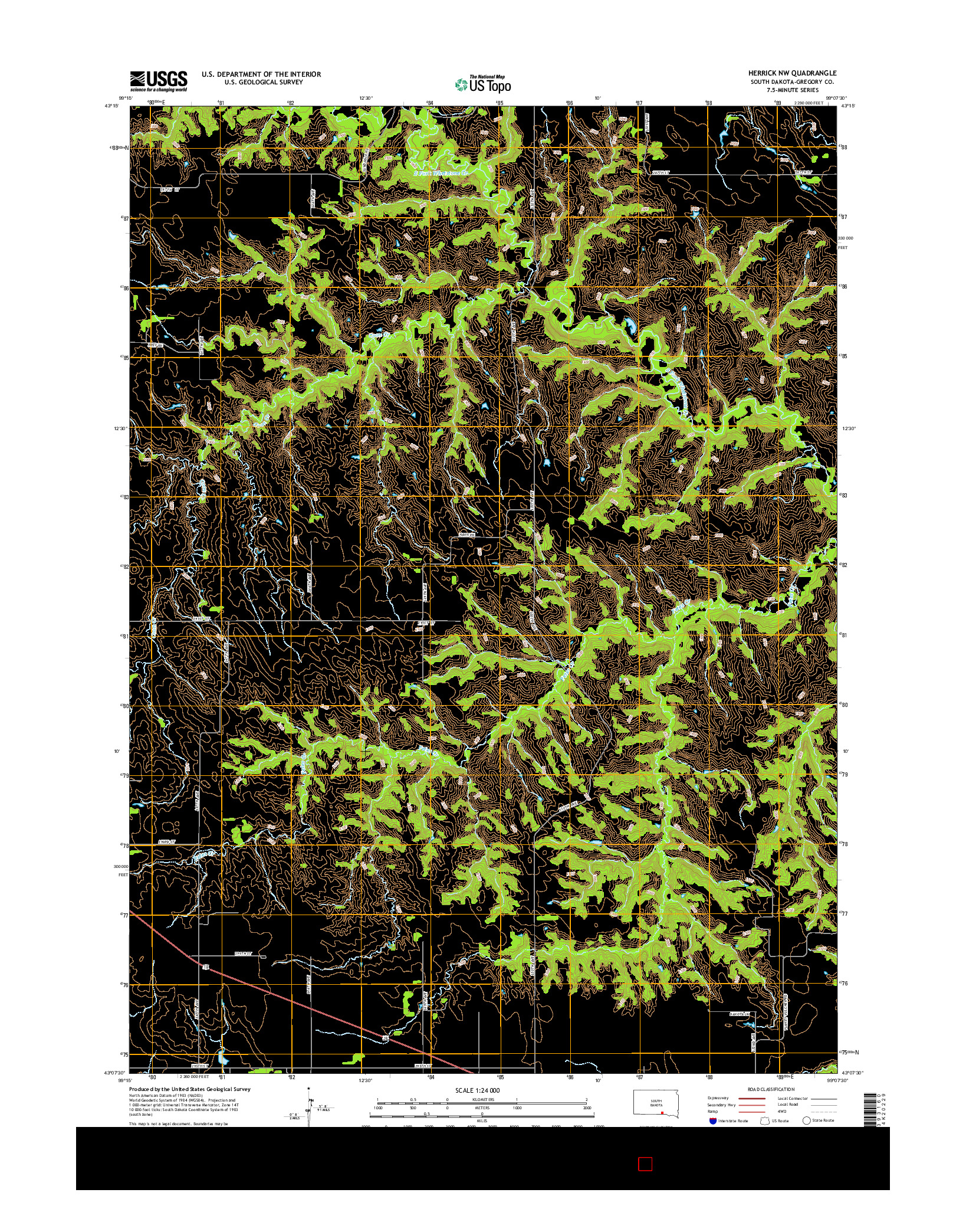 USGS US TOPO 7.5-MINUTE MAP FOR HERRICK NW, SD 2015