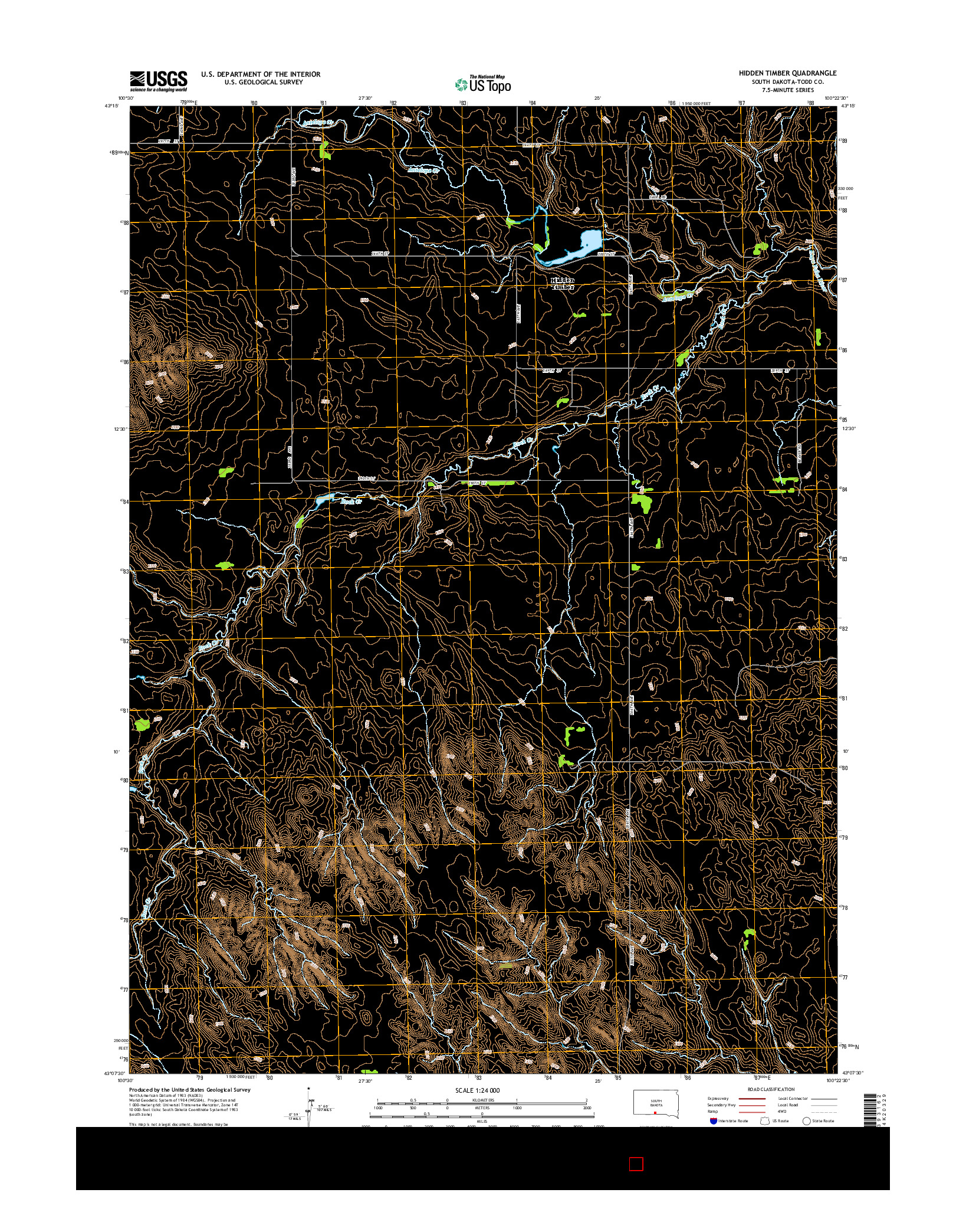 USGS US TOPO 7.5-MINUTE MAP FOR HIDDEN TIMBER, SD 2015