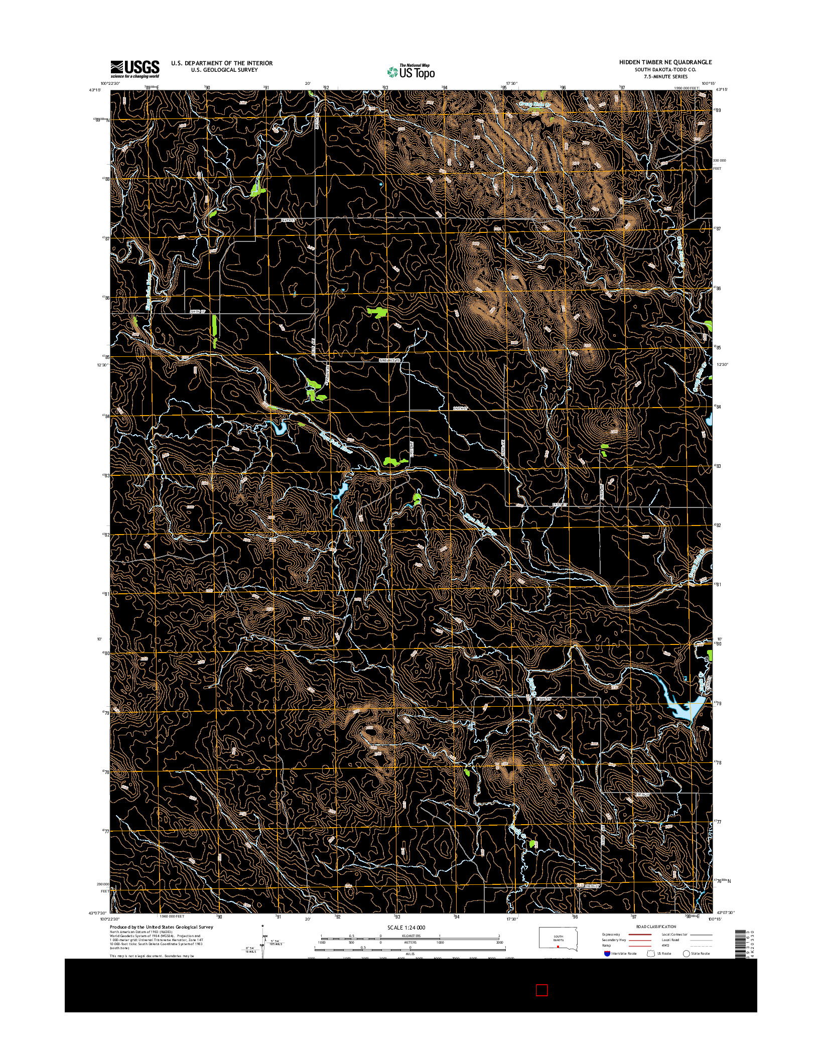 USGS US TOPO 7.5-MINUTE MAP FOR HIDDEN TIMBER NE, SD 2015