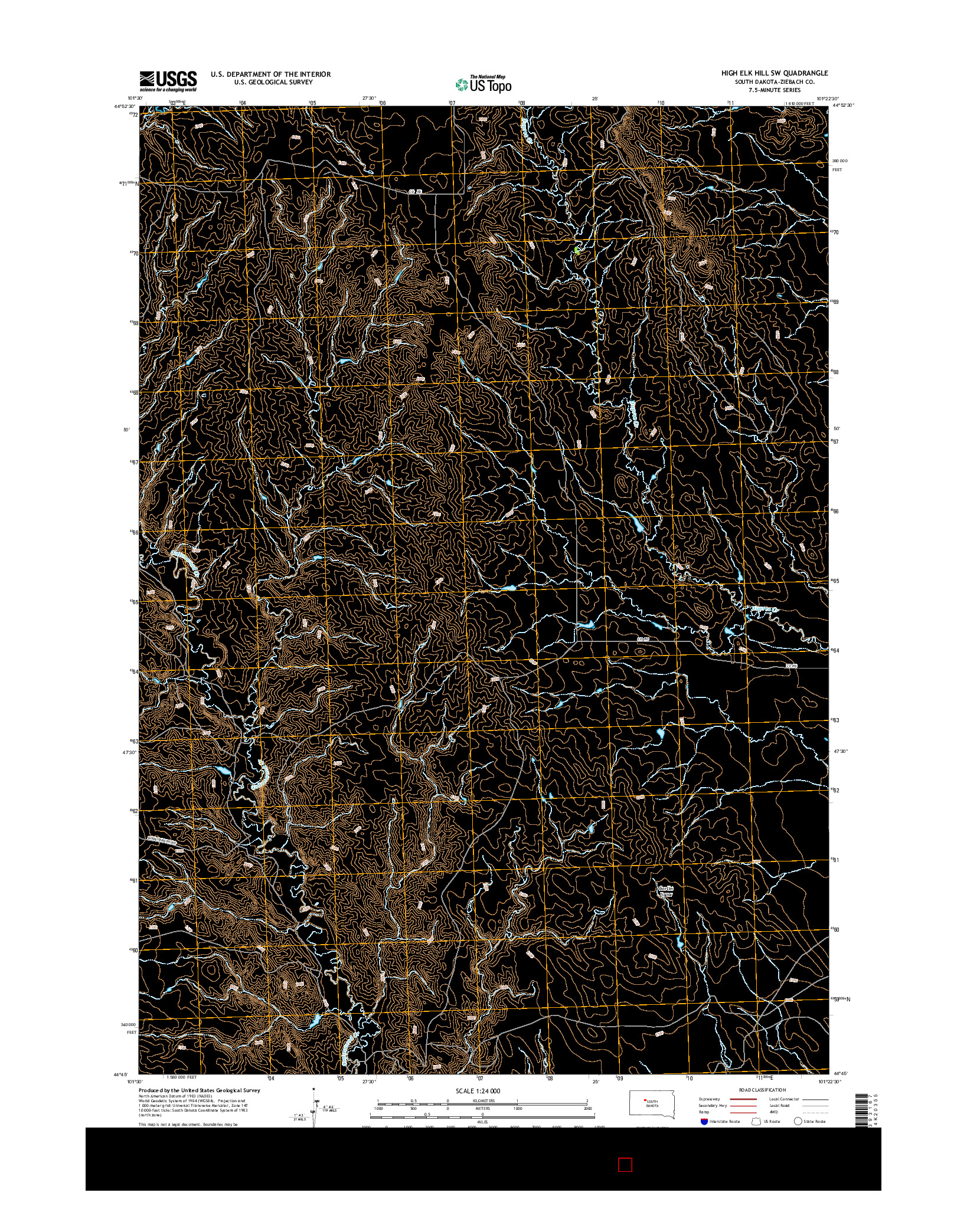 USGS US TOPO 7.5-MINUTE MAP FOR HIGH ELK HILL SW, SD 2015