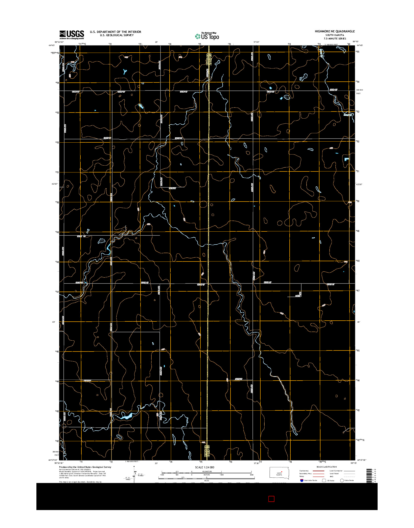 USGS US TOPO 7.5-MINUTE MAP FOR HIGHMORE NE, SD 2015
