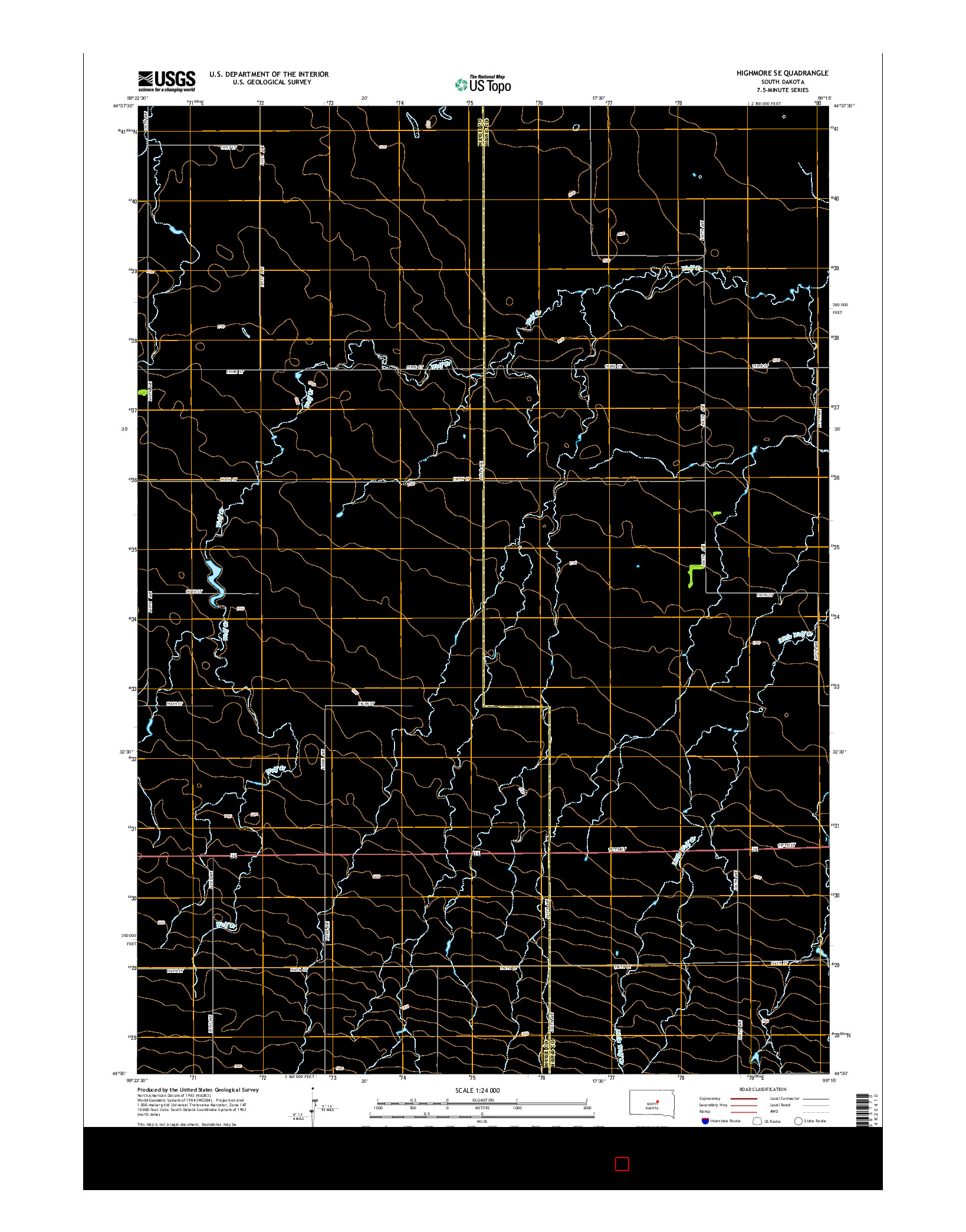 USGS US TOPO 7.5-MINUTE MAP FOR HIGHMORE SE, SD 2015