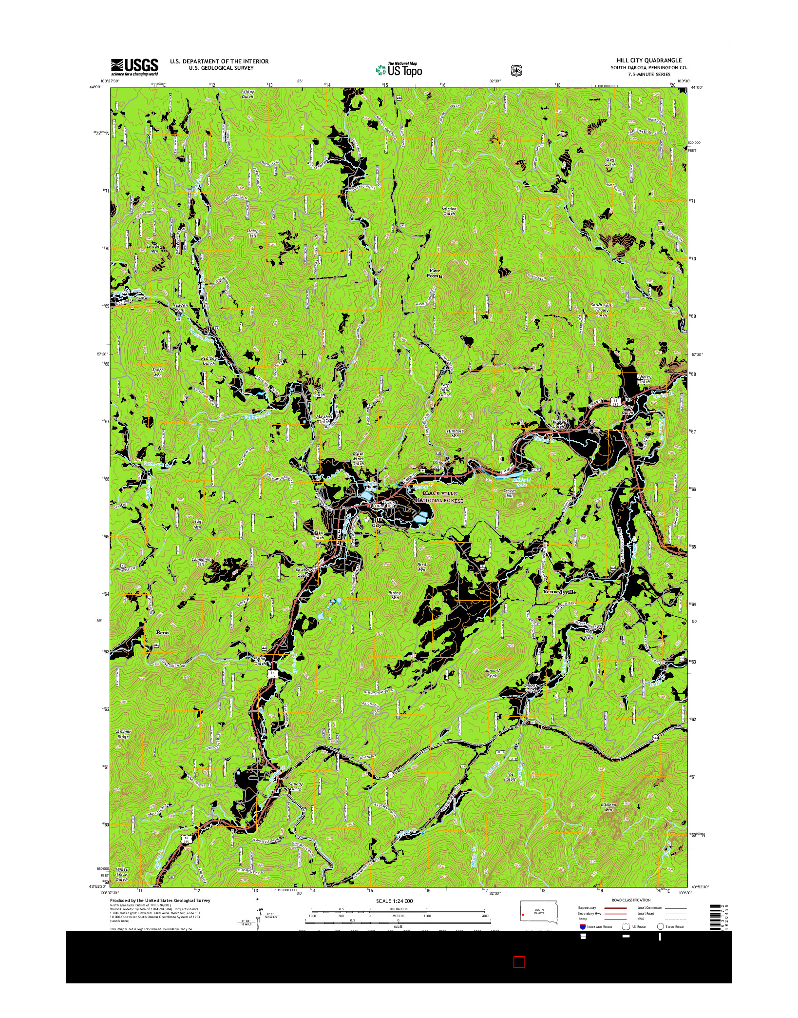 USGS US TOPO 7.5-MINUTE MAP FOR HILL CITY, SD 2015