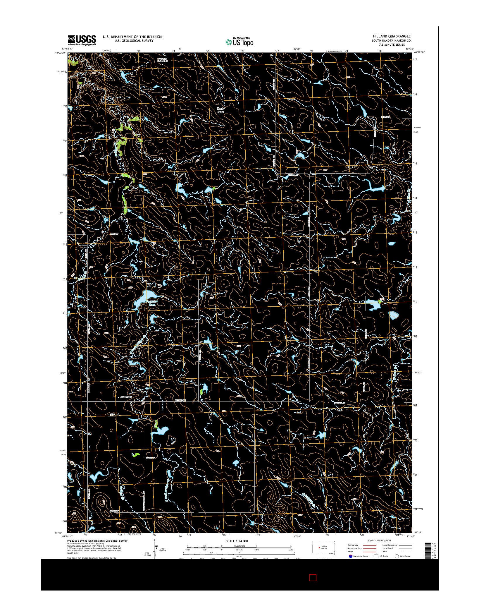 USGS US TOPO 7.5-MINUTE MAP FOR HILLAND, SD 2015