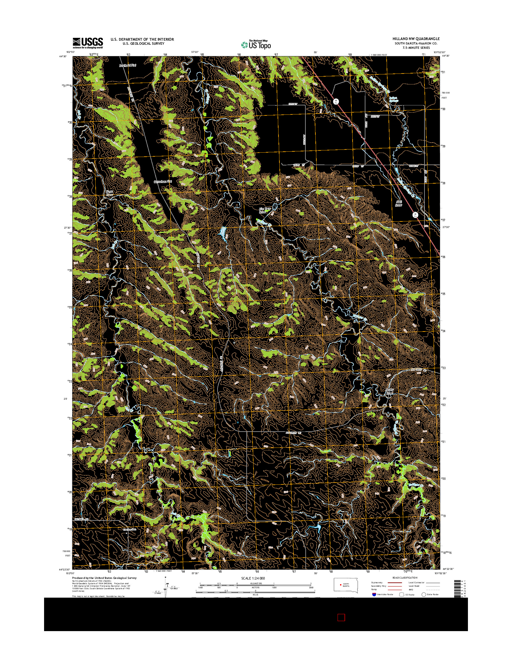 USGS US TOPO 7.5-MINUTE MAP FOR HILLAND NW, SD 2015
