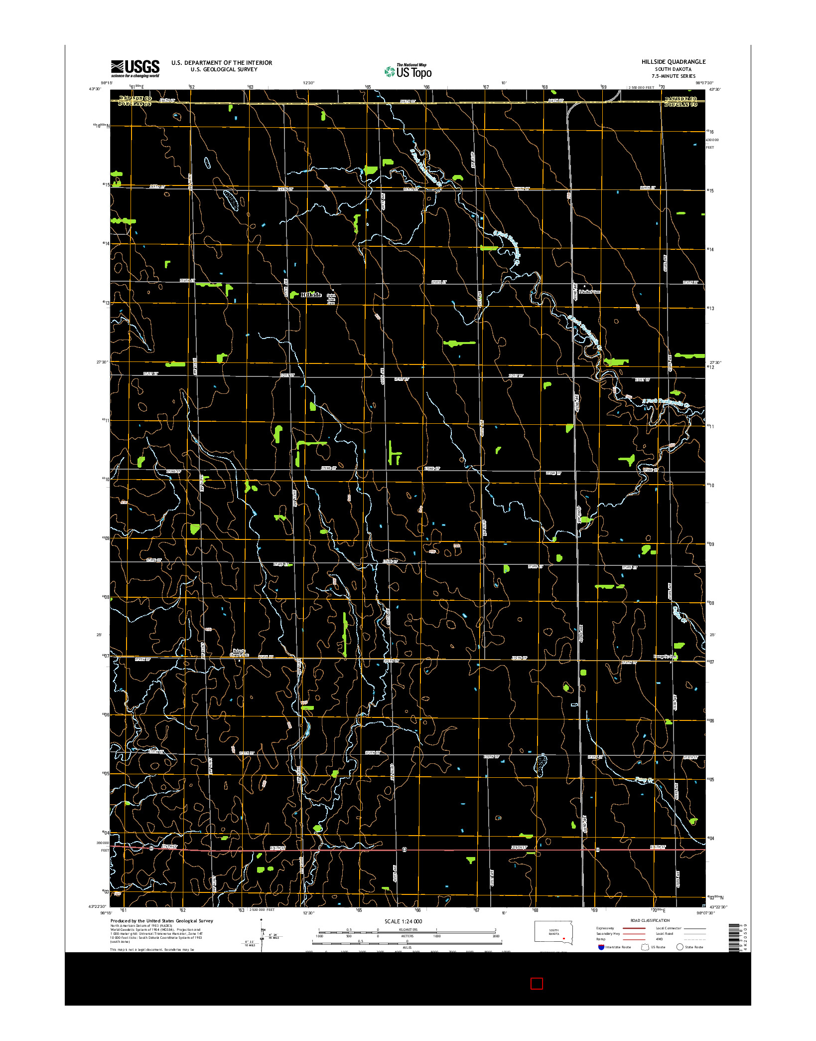 USGS US TOPO 7.5-MINUTE MAP FOR HILLSIDE, SD 2015