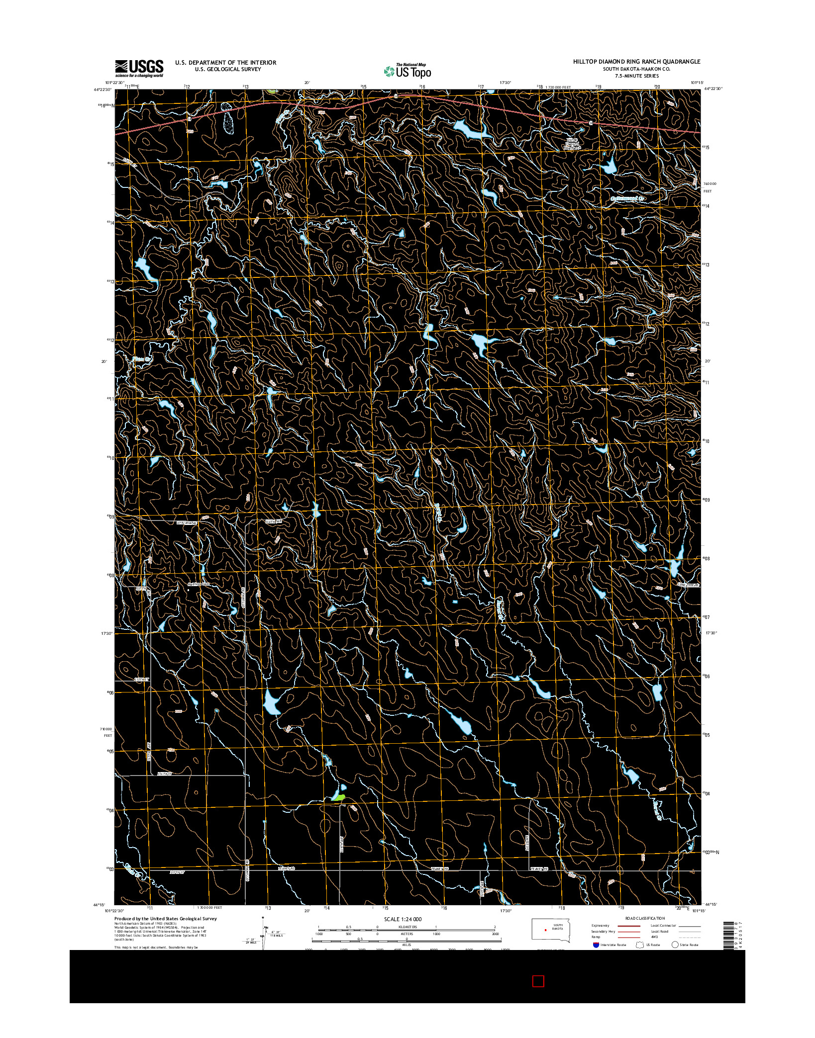 USGS US TOPO 7.5-MINUTE MAP FOR HILLTOP DIAMOND RING RANCH, SD 2015