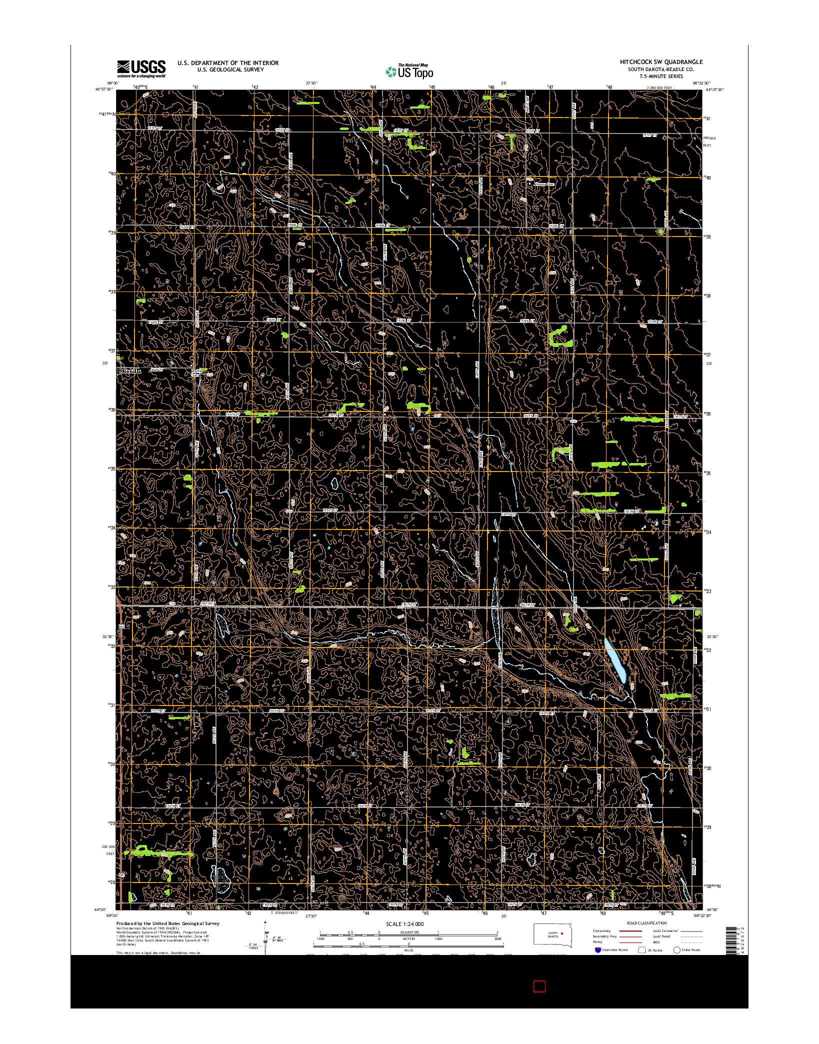 USGS US TOPO 7.5-MINUTE MAP FOR HITCHCOCK SW, SD 2015