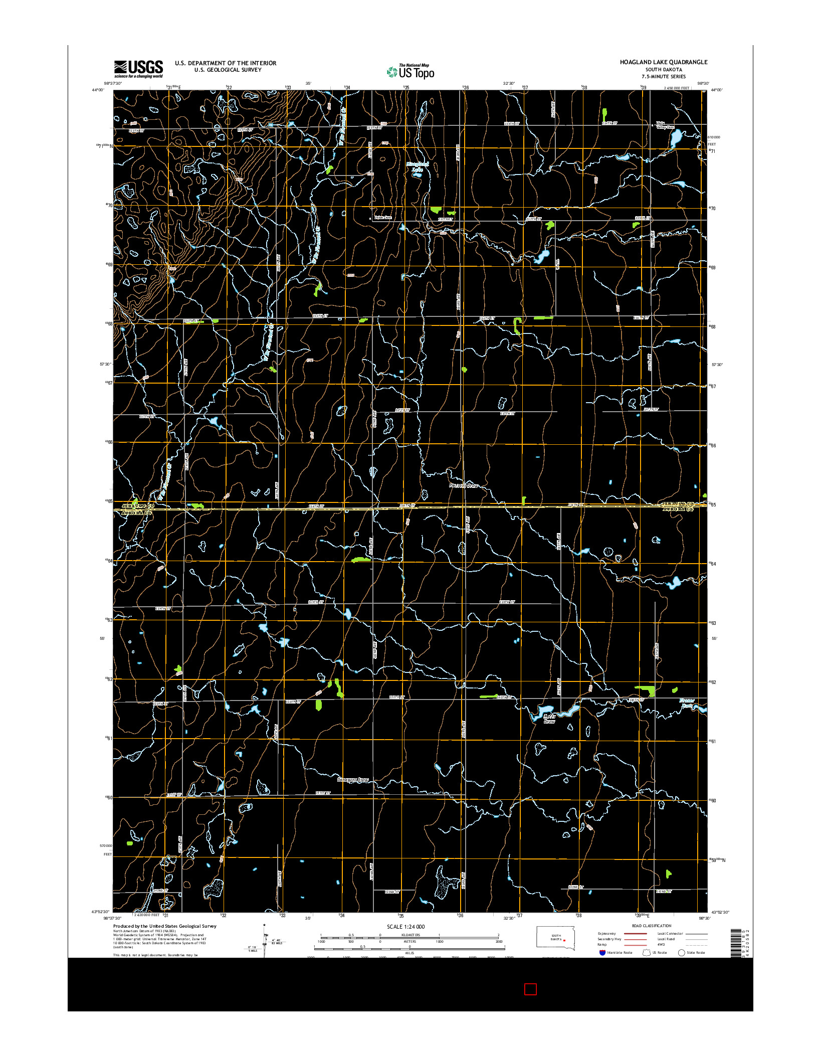 USGS US TOPO 7.5-MINUTE MAP FOR HOAGLAND LAKE, SD 2015