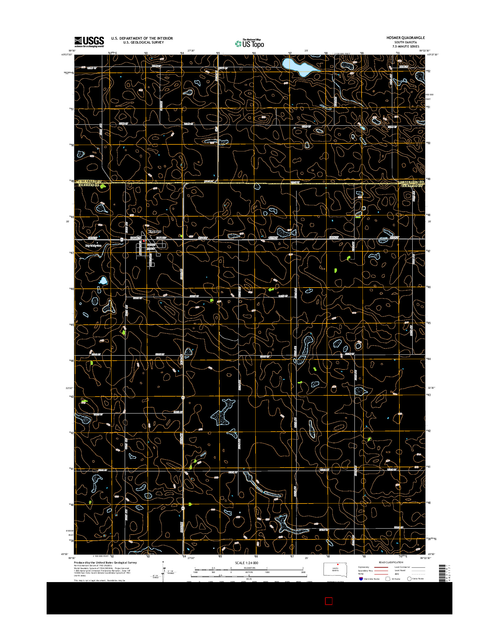 USGS US TOPO 7.5-MINUTE MAP FOR HOSMER, SD 2015