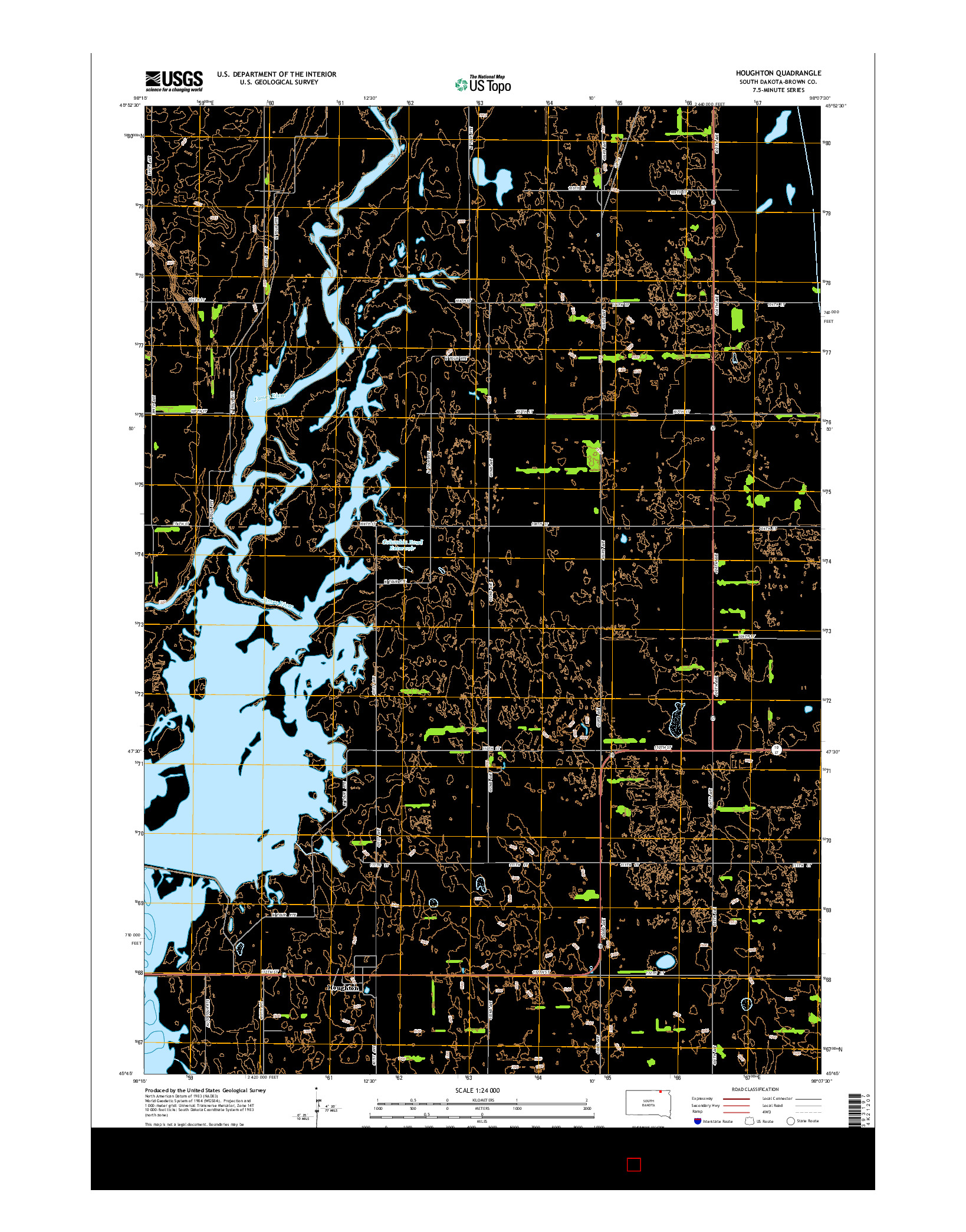 USGS US TOPO 7.5-MINUTE MAP FOR HOUGHTON, SD 2015