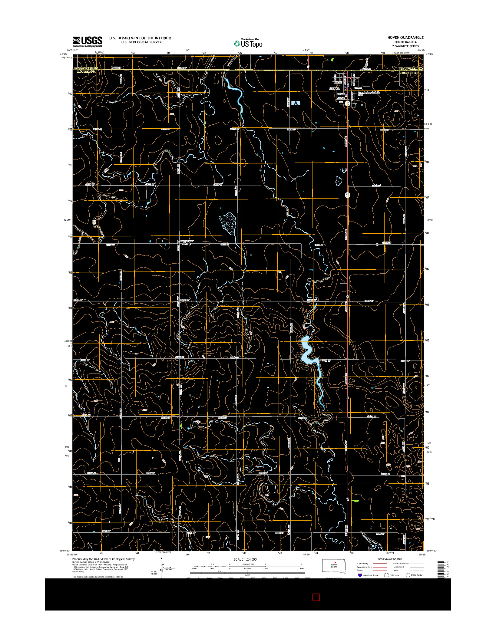 USGS US TOPO 7.5-MINUTE MAP FOR HOVEN, SD 2015