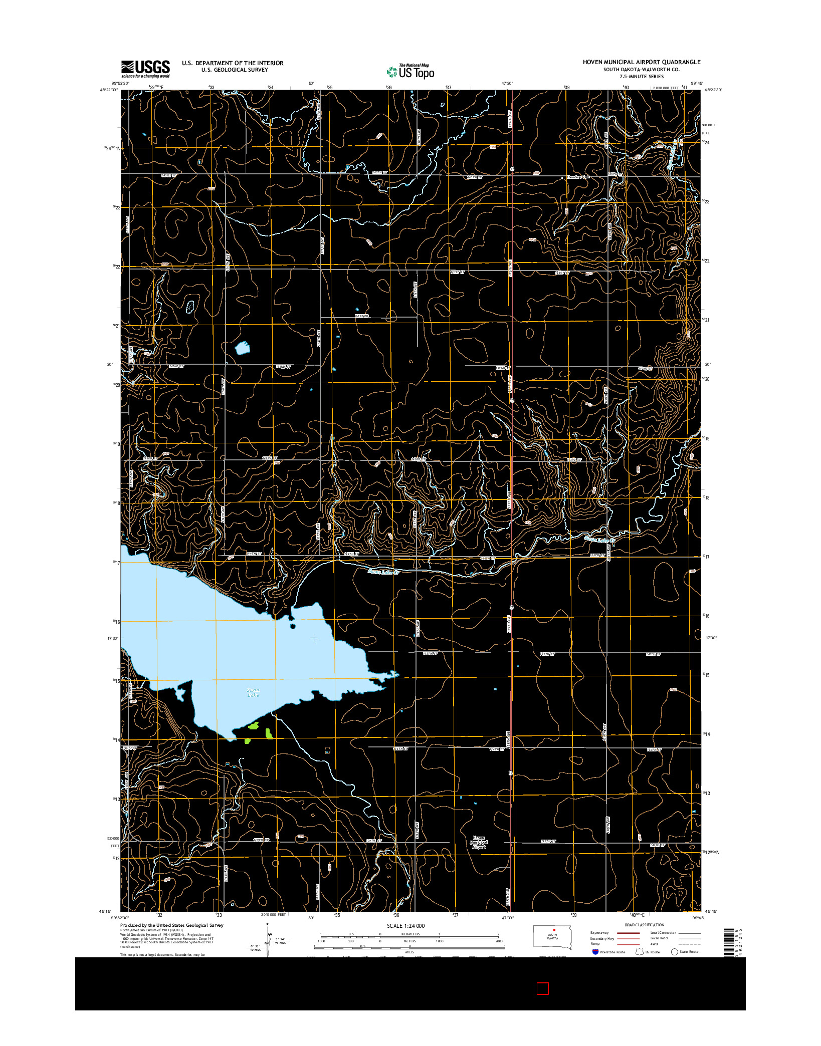 USGS US TOPO 7.5-MINUTE MAP FOR HOVEN MUNICIPAL AIRPORT, SD 2015