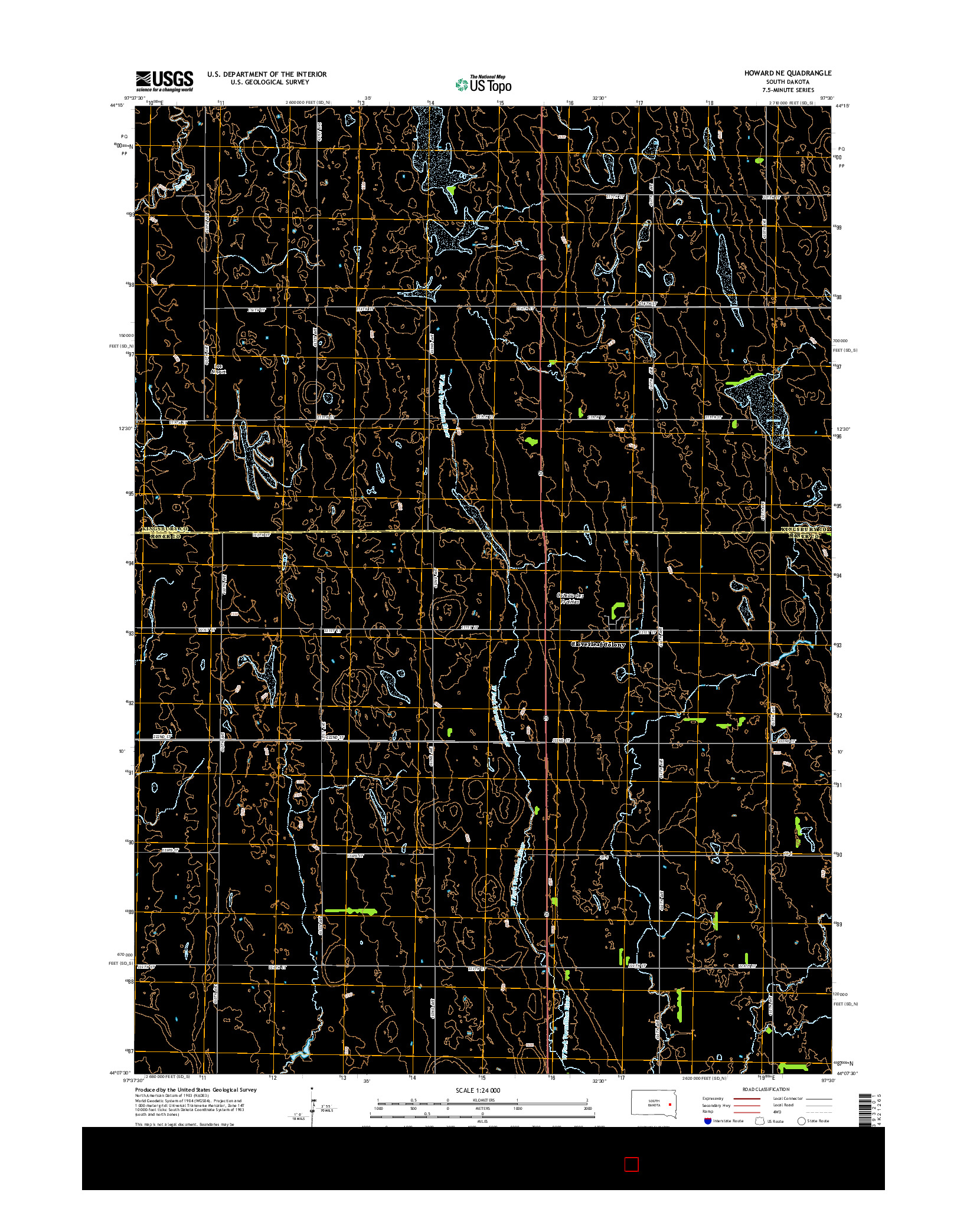 USGS US TOPO 7.5-MINUTE MAP FOR HOWARD NE, SD 2015