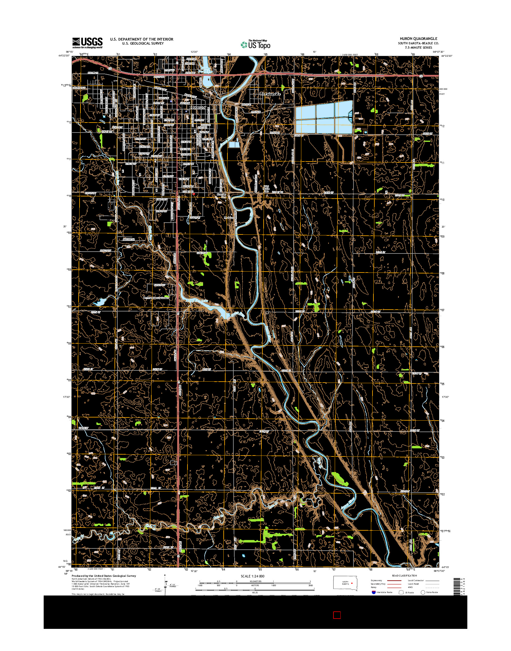 USGS US TOPO 7.5-MINUTE MAP FOR HURON, SD 2015