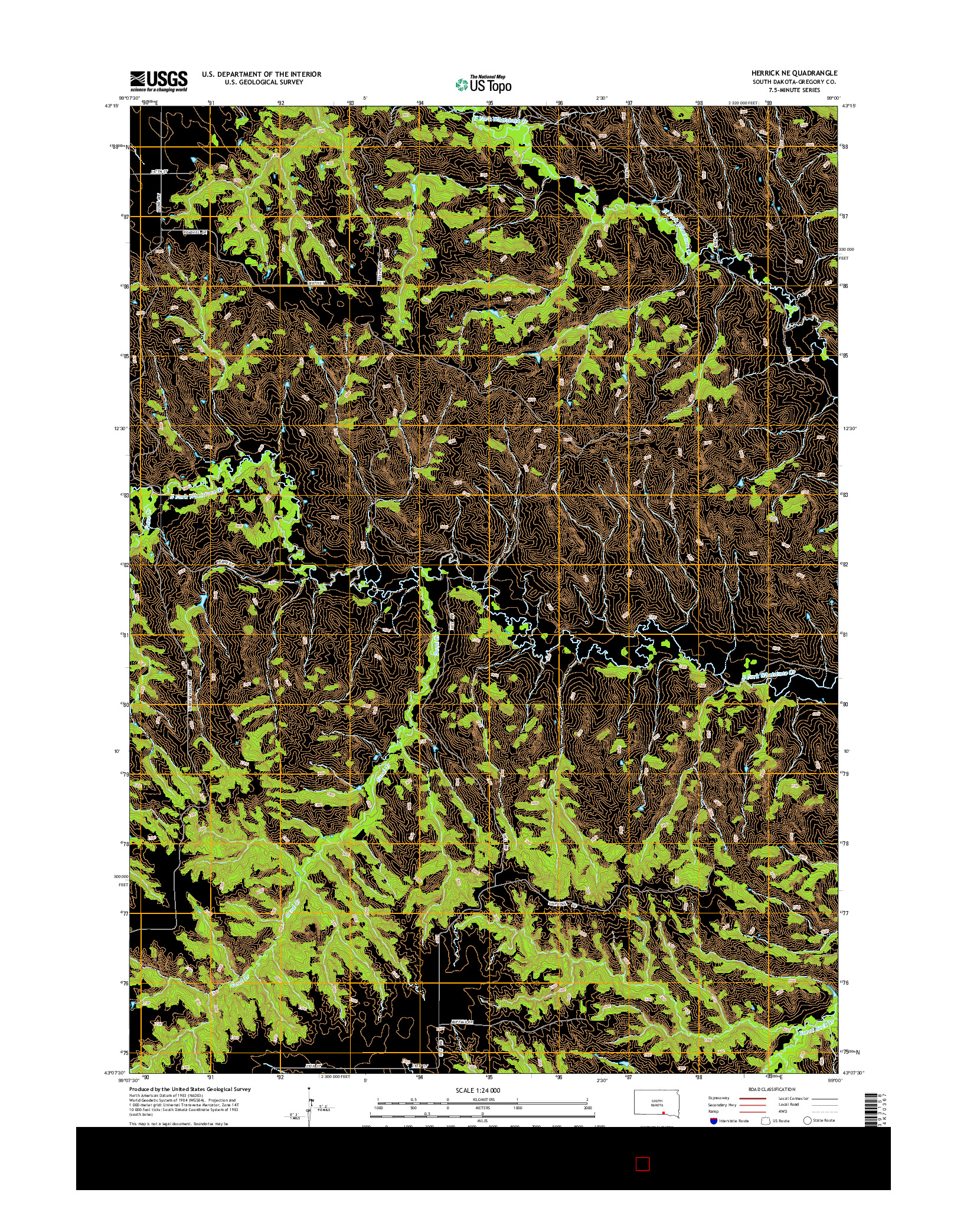 USGS US TOPO 7.5-MINUTE MAP FOR HERRICK NE, SD 2015