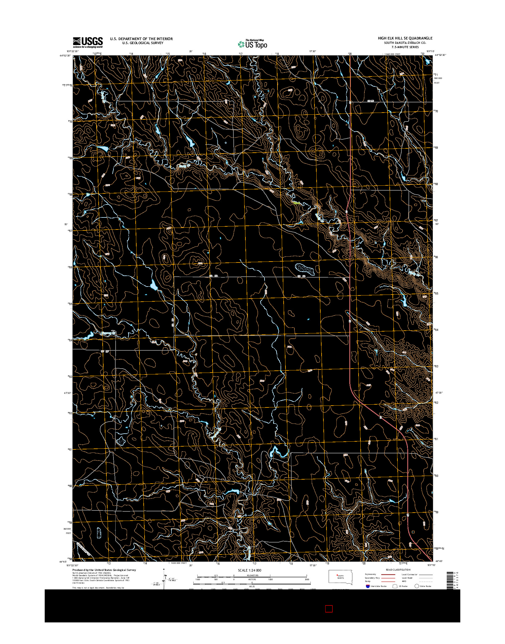 USGS US TOPO 7.5-MINUTE MAP FOR HIGH ELK HILL SE, SD 2015