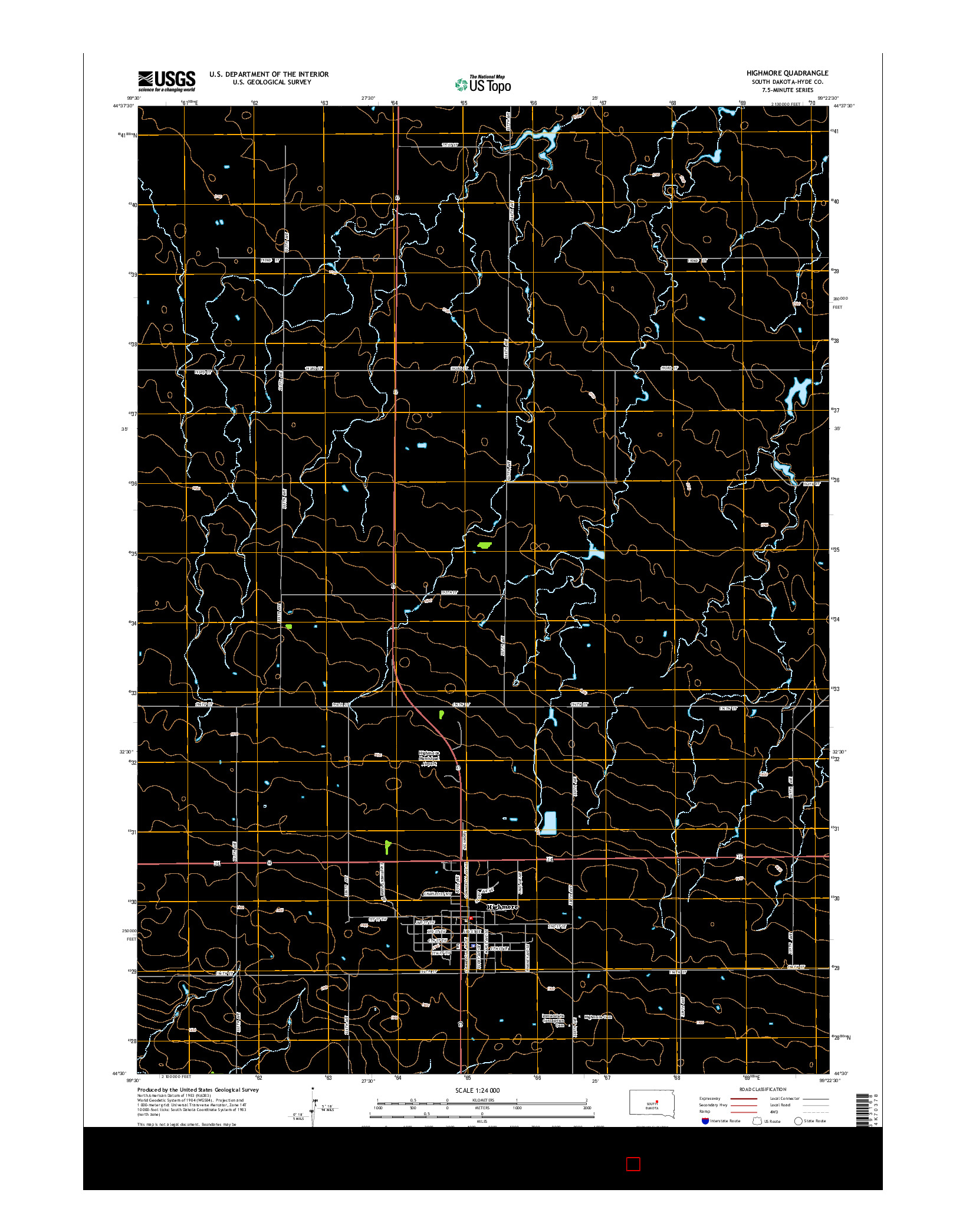 USGS US TOPO 7.5-MINUTE MAP FOR HIGHMORE, SD 2015