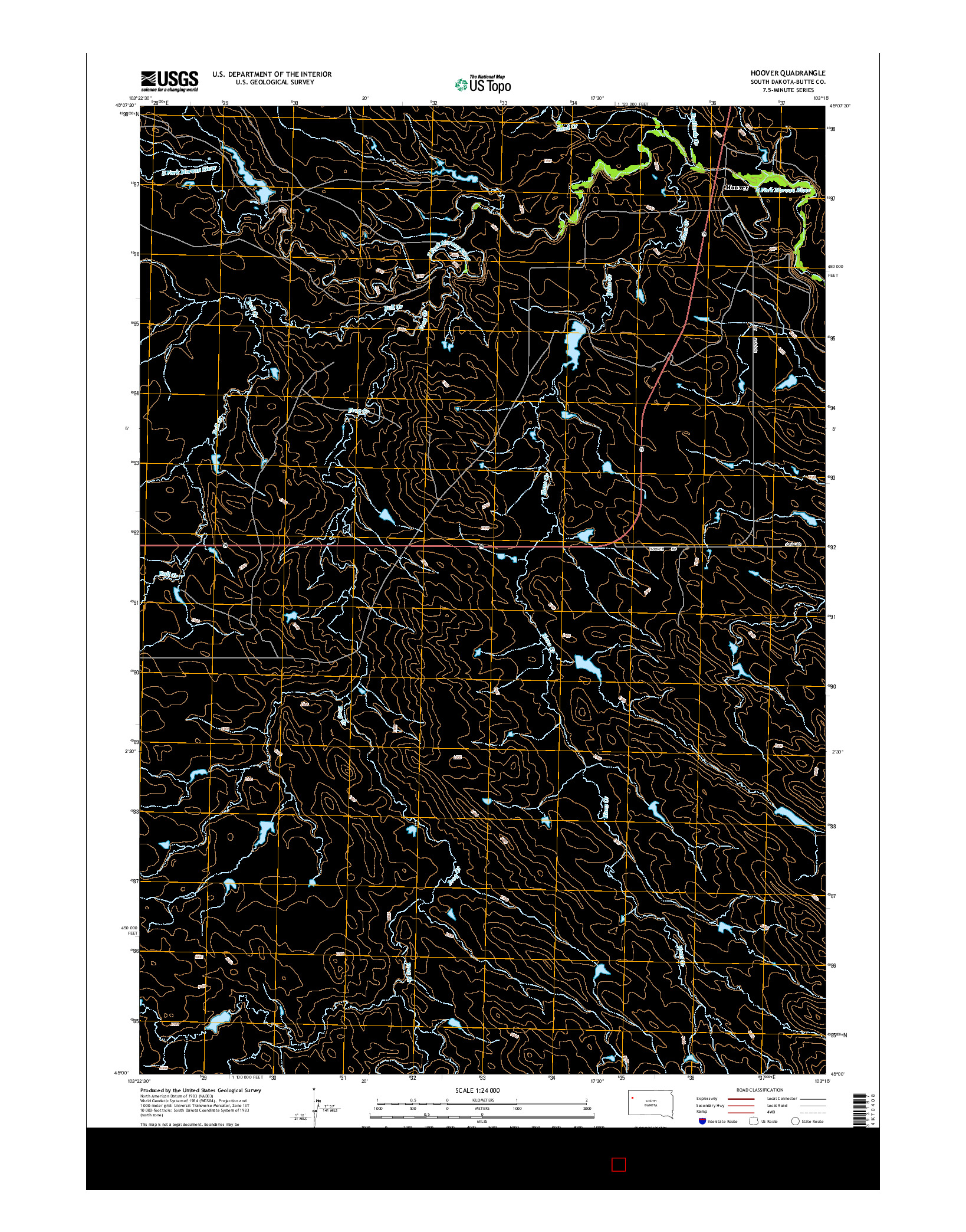 USGS US TOPO 7.5-MINUTE MAP FOR HOOVER, SD 2015