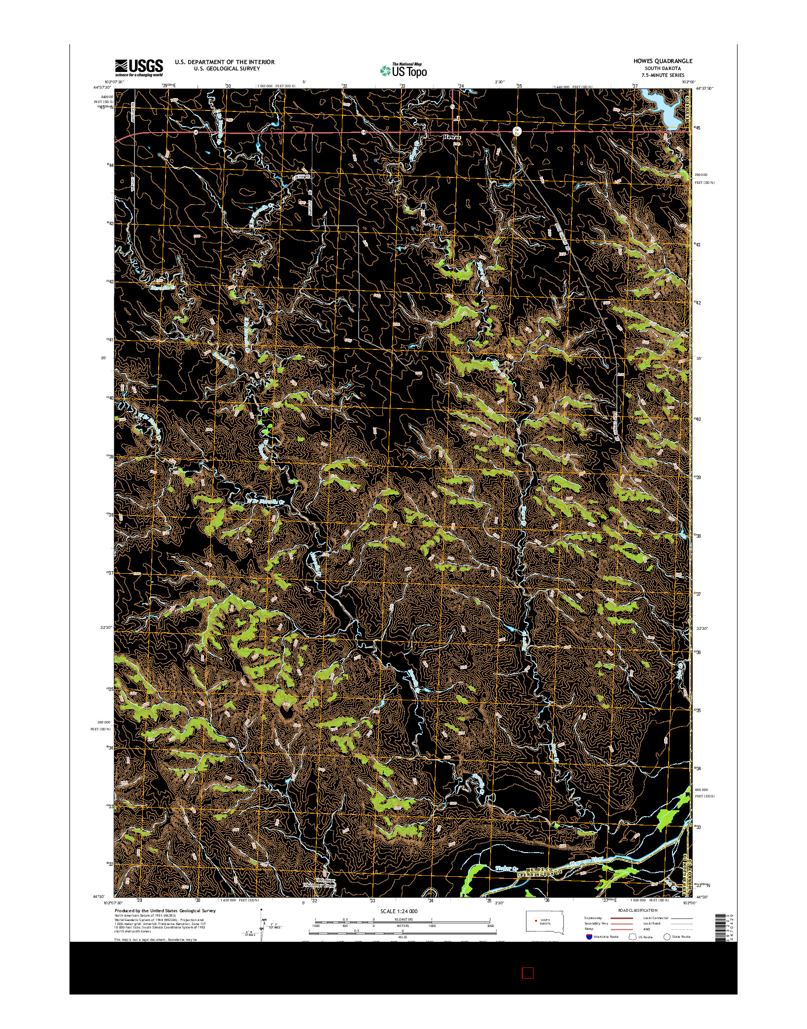 USGS US TOPO 7.5-MINUTE MAP FOR HOWES, SD 2015