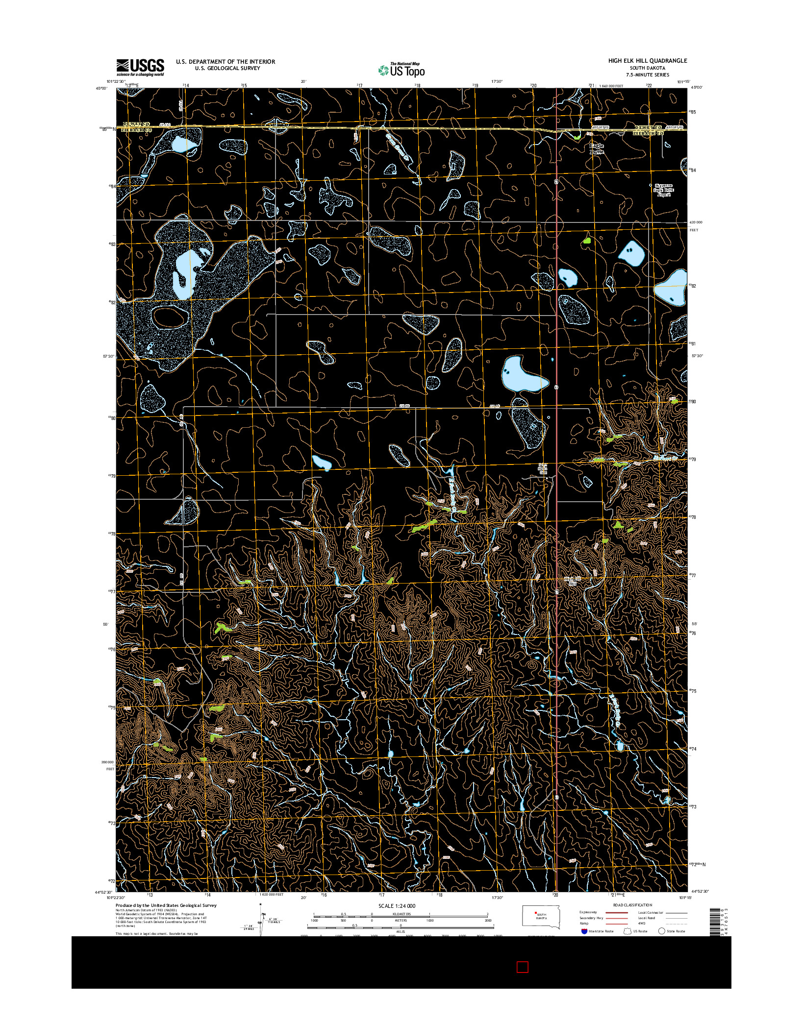 USGS US TOPO 7.5-MINUTE MAP FOR HIGH ELK HILL, SD 2015
