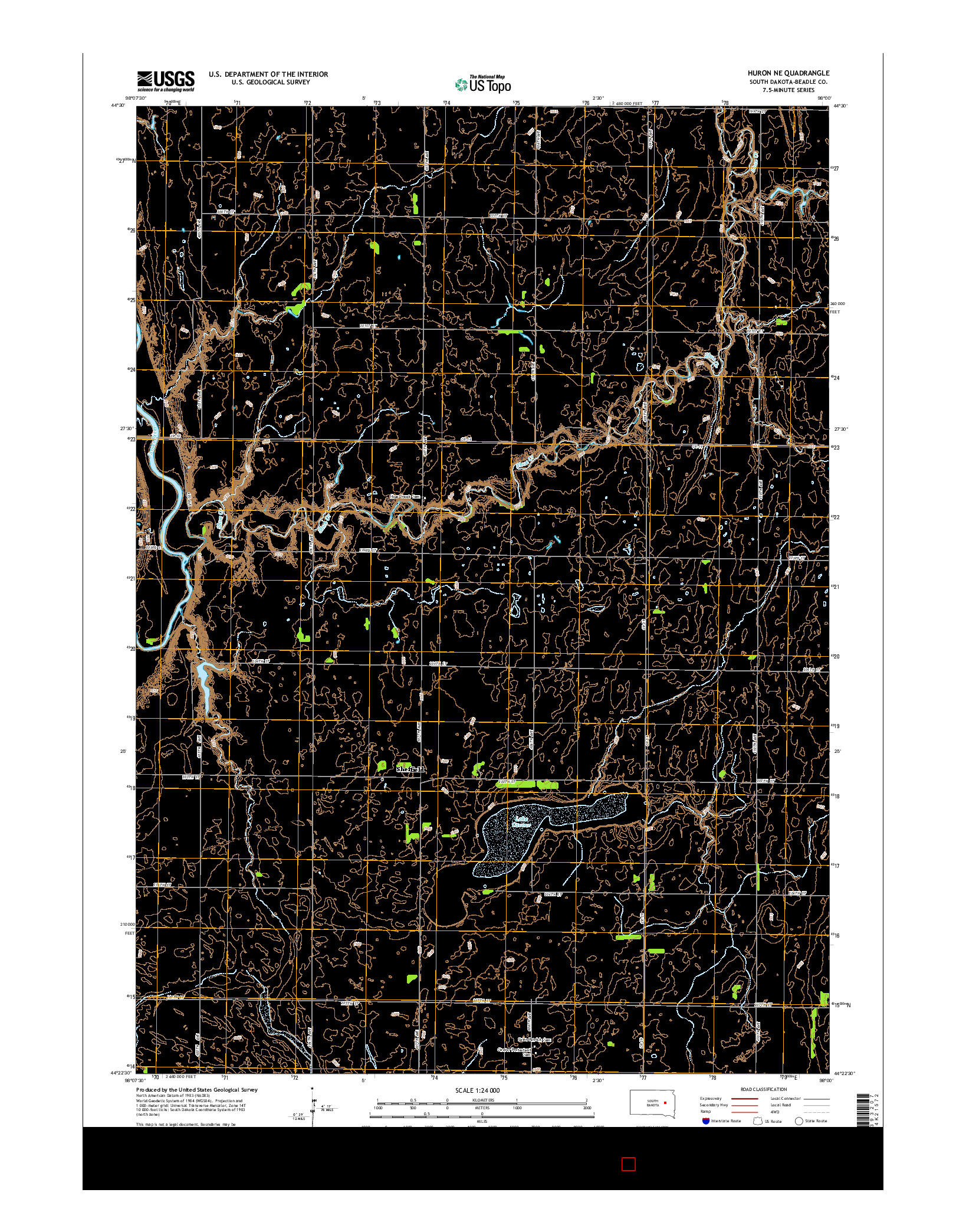 USGS US TOPO 7.5-MINUTE MAP FOR HURON NE, SD 2015