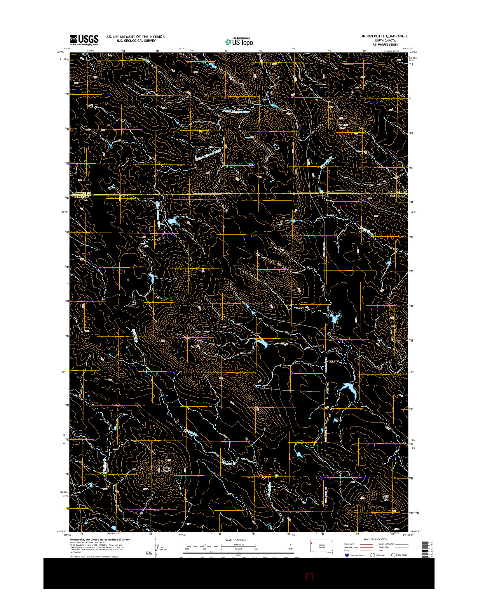 USGS US TOPO 7.5-MINUTE MAP FOR INDIAN BUTTE, SD 2015