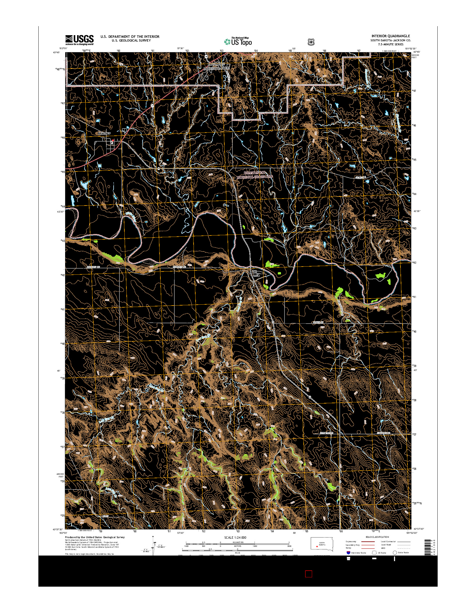 USGS US TOPO 7.5-MINUTE MAP FOR INTERIOR, SD 2015