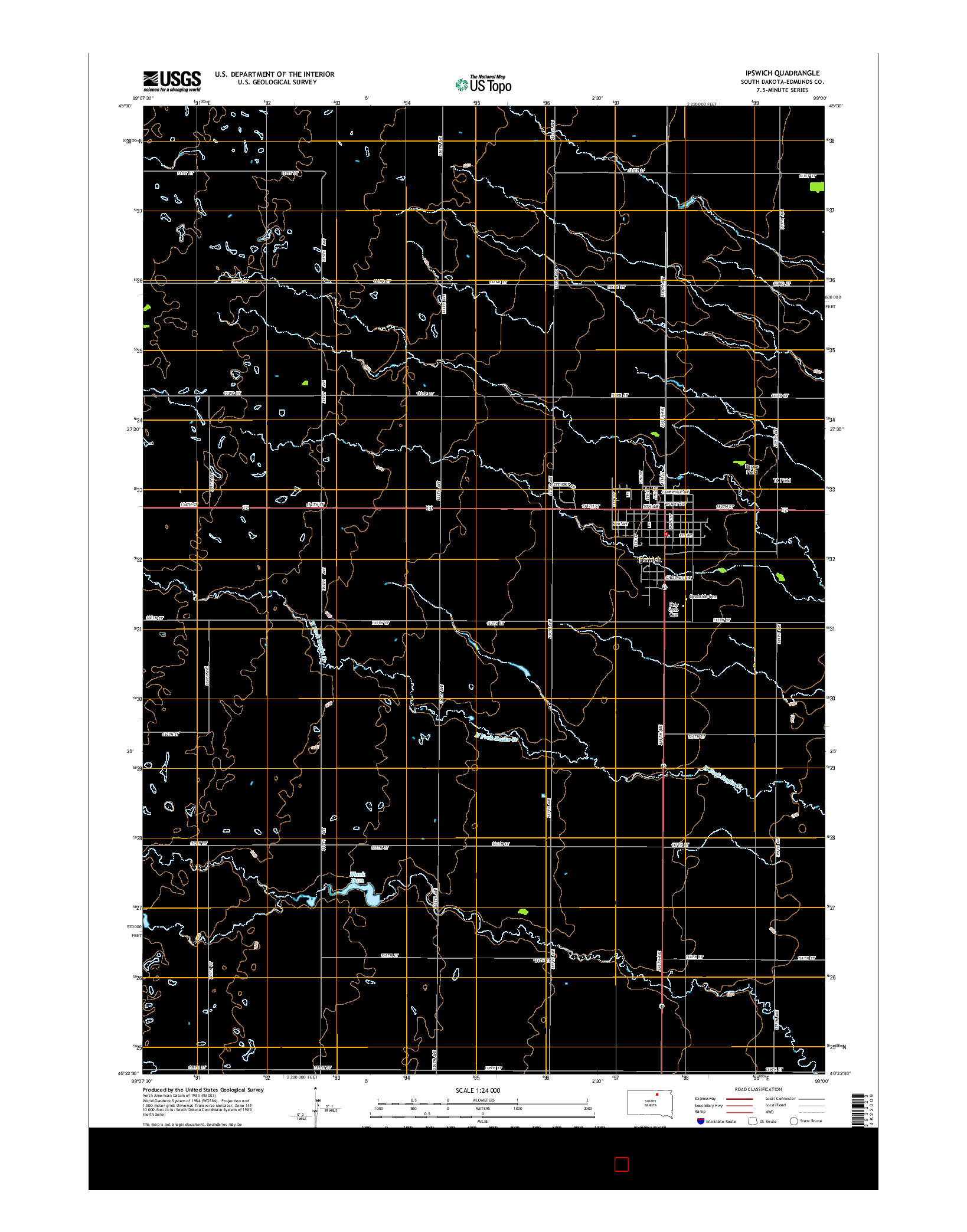 USGS US TOPO 7.5-MINUTE MAP FOR IPSWICH, SD 2015