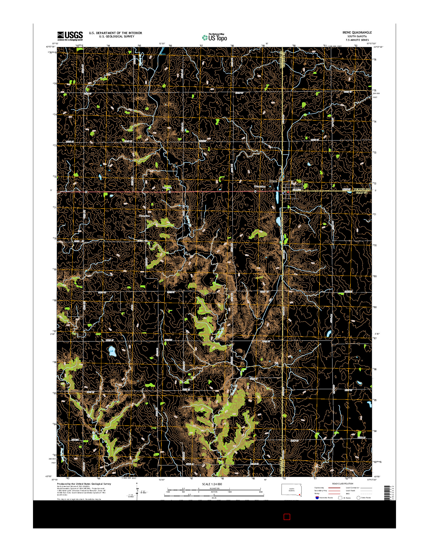USGS US TOPO 7.5-MINUTE MAP FOR IRENE, SD 2015