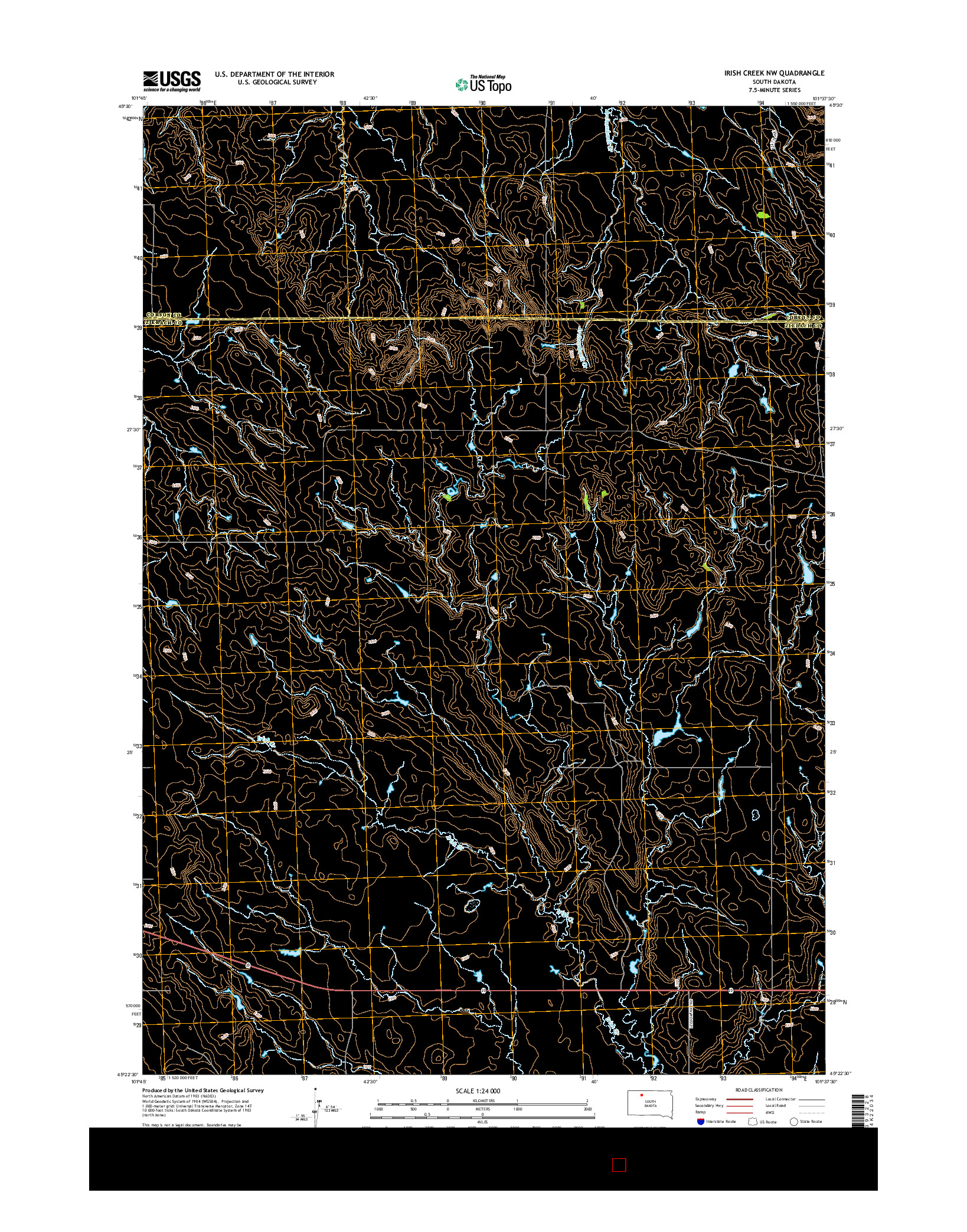 USGS US TOPO 7.5-MINUTE MAP FOR IRISH CREEK NW, SD 2015