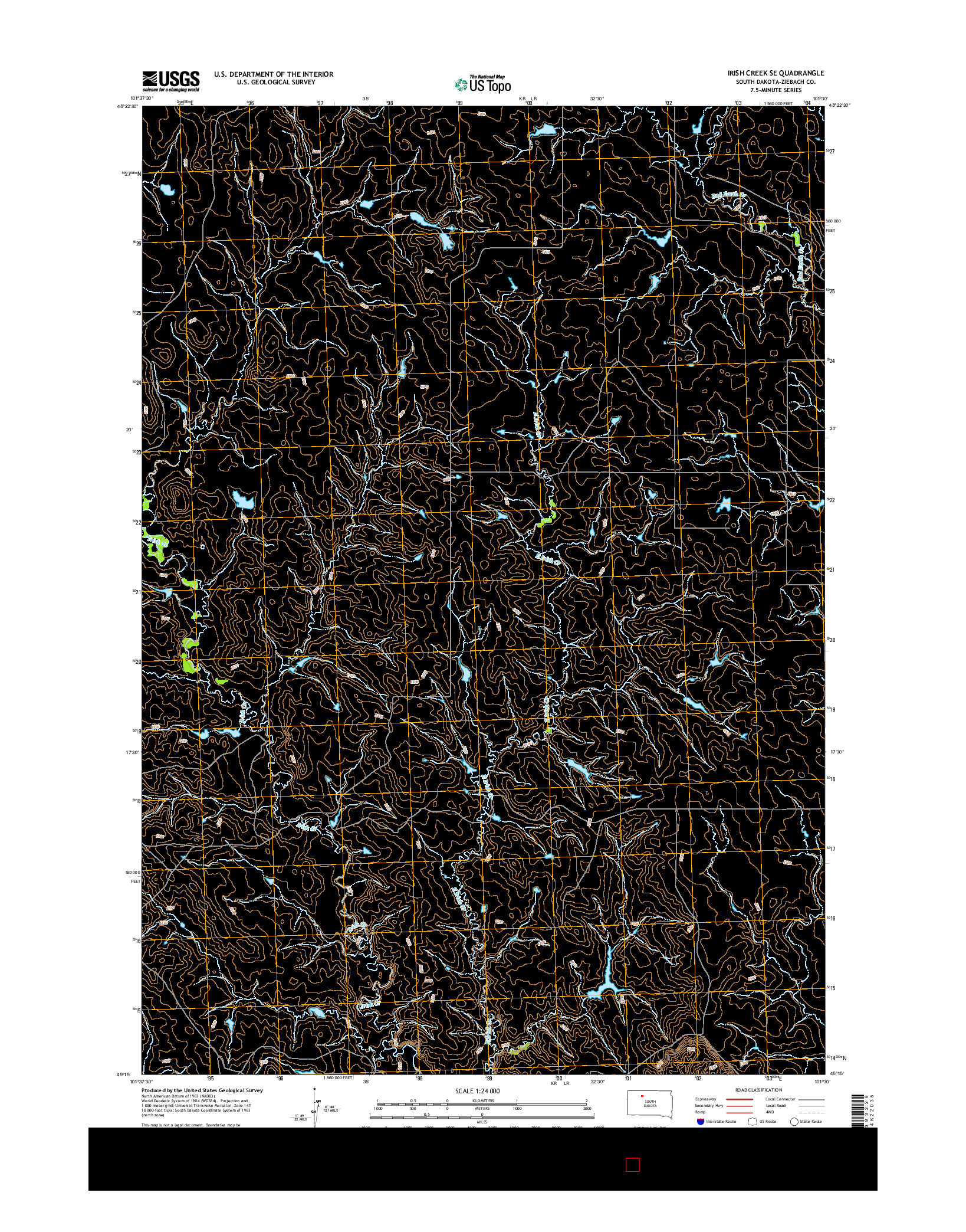 USGS US TOPO 7.5-MINUTE MAP FOR IRISH CREEK SE, SD 2015