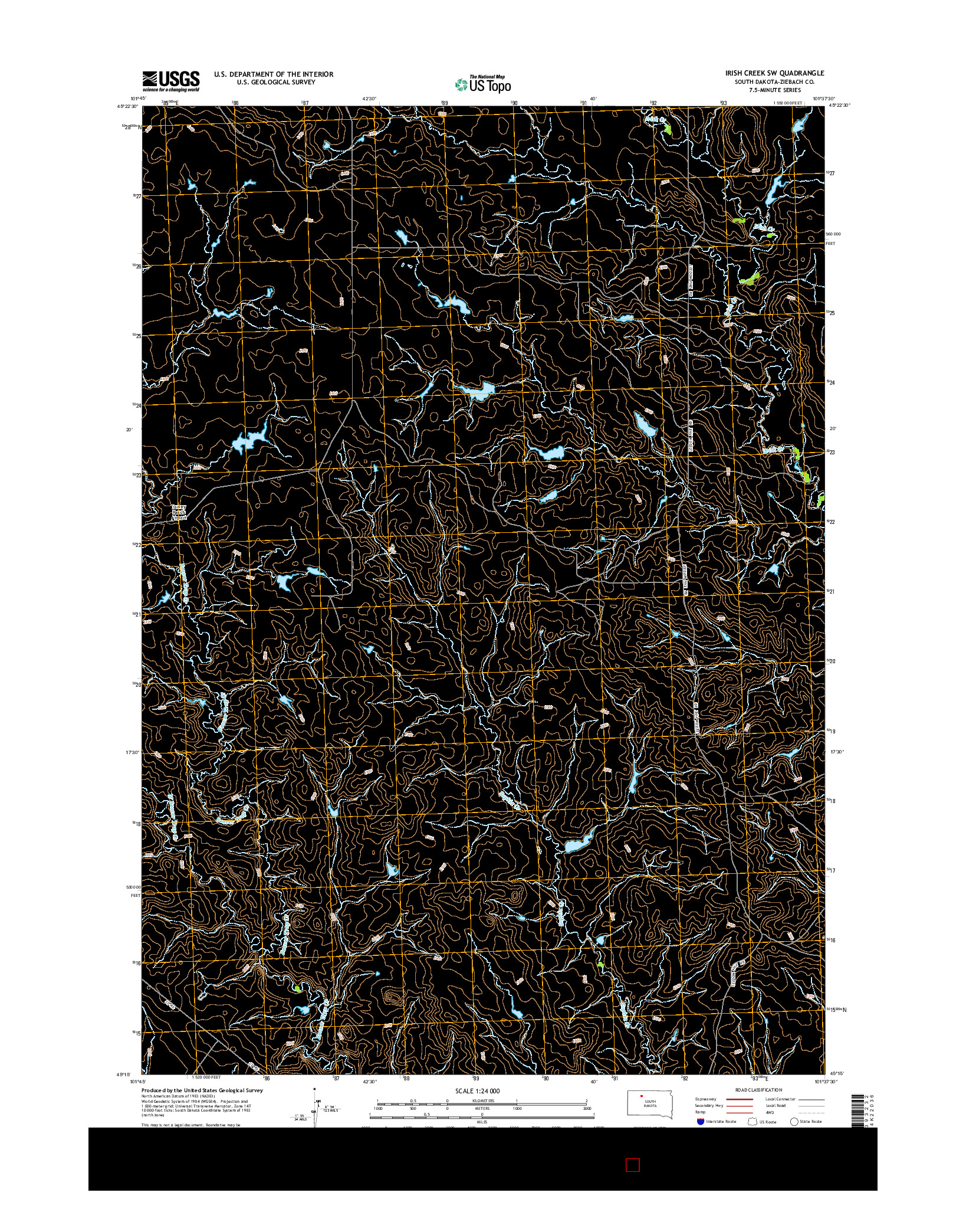 USGS US TOPO 7.5-MINUTE MAP FOR IRISH CREEK SW, SD 2015