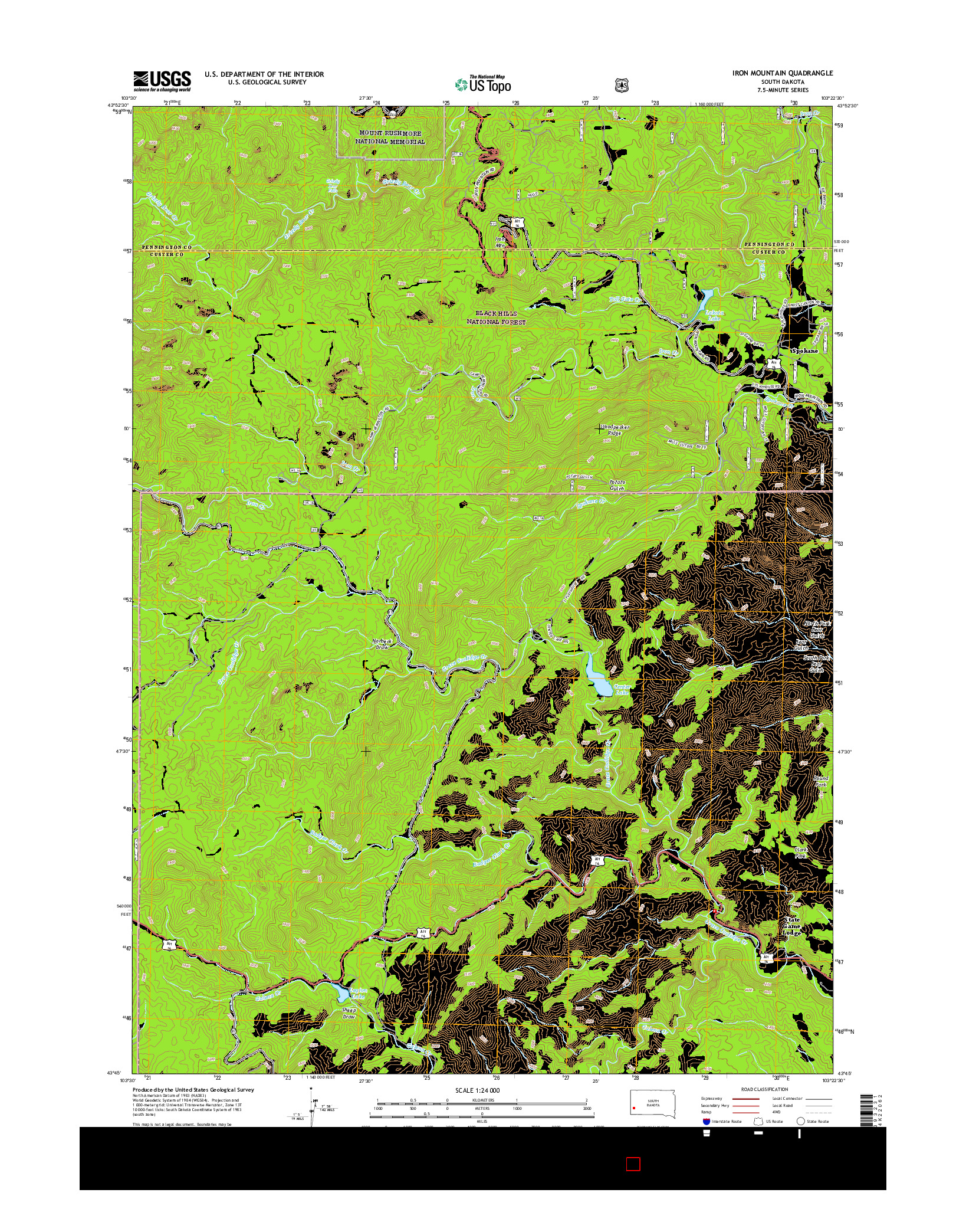 USGS US TOPO 7.5-MINUTE MAP FOR IRON MOUNTAIN, SD 2015