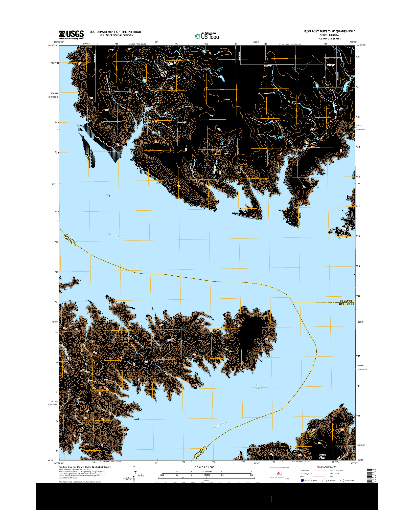 USGS US TOPO 7.5-MINUTE MAP FOR IRON POST BUTTES SE, SD 2015
