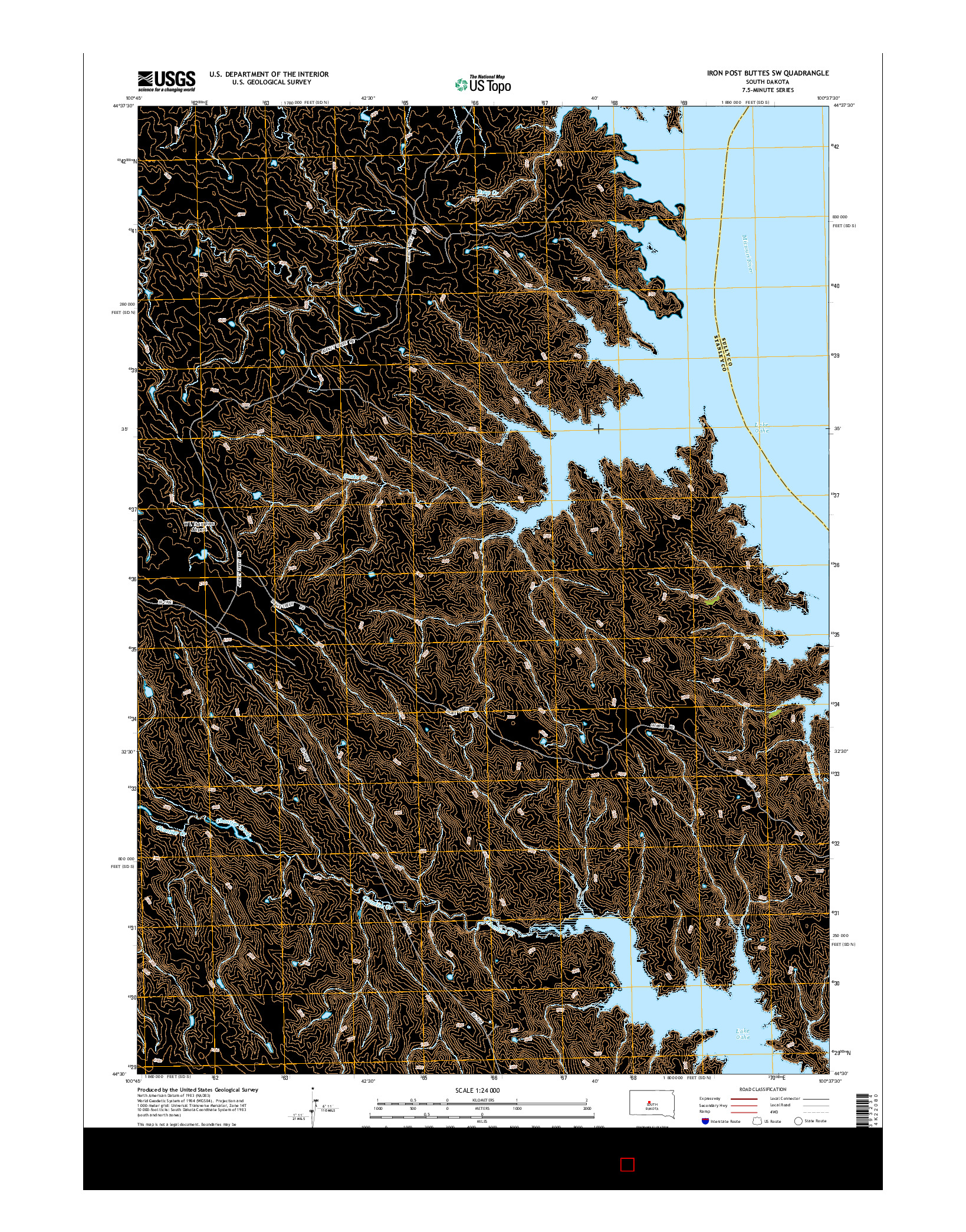 USGS US TOPO 7.5-MINUTE MAP FOR IRON POST BUTTES SW, SD 2015