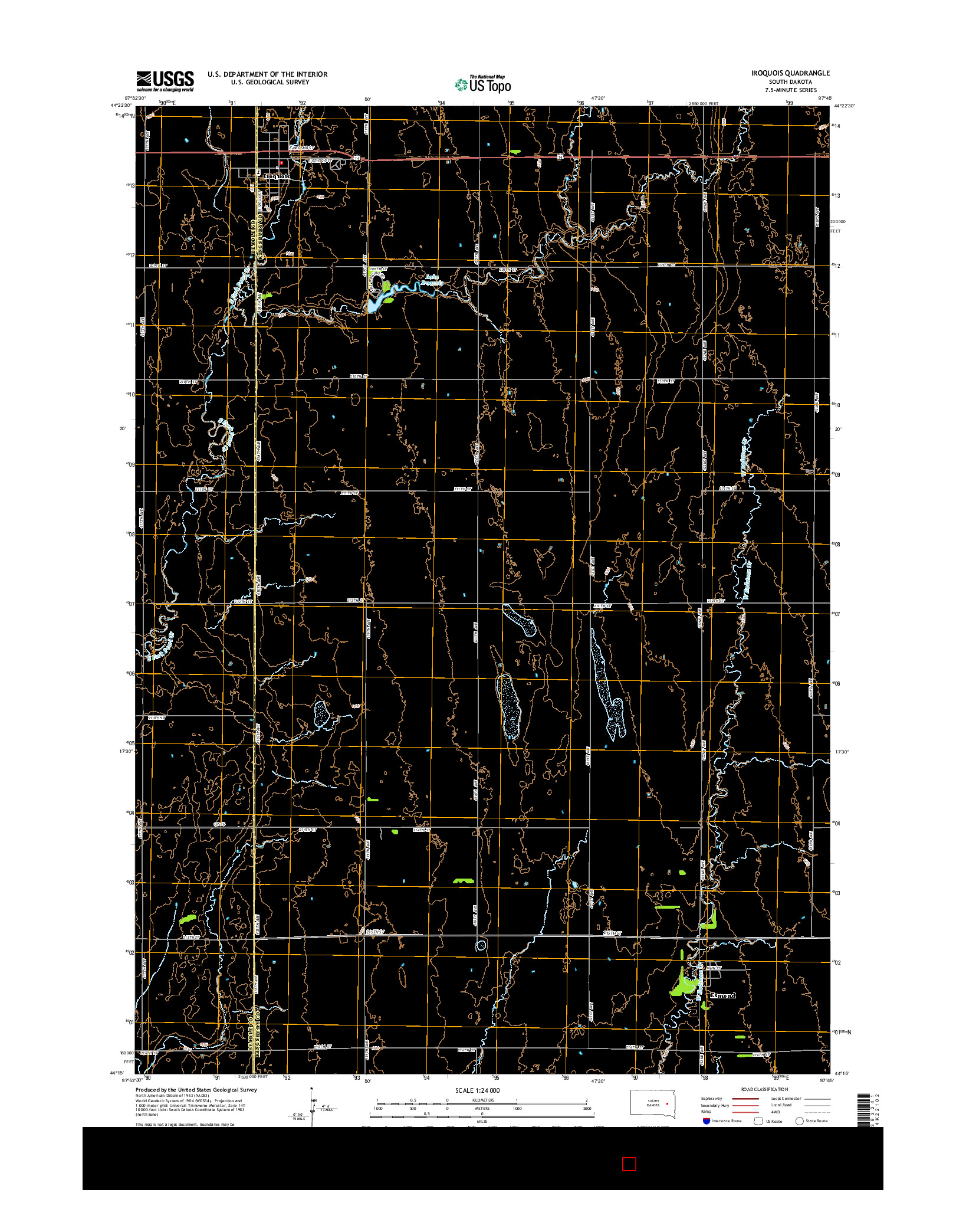 USGS US TOPO 7.5-MINUTE MAP FOR IROQUOIS, SD 2015