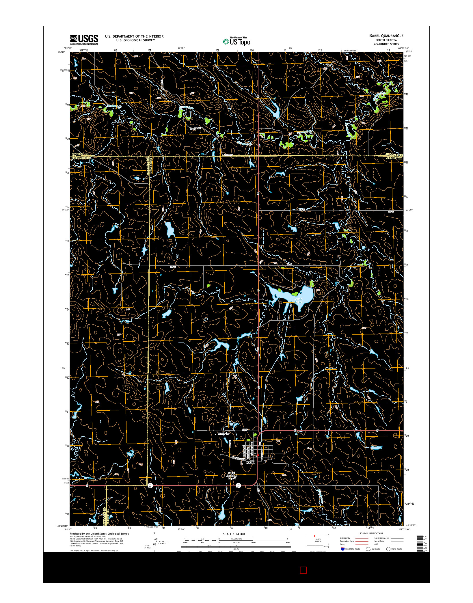 USGS US TOPO 7.5-MINUTE MAP FOR ISABEL, SD 2015