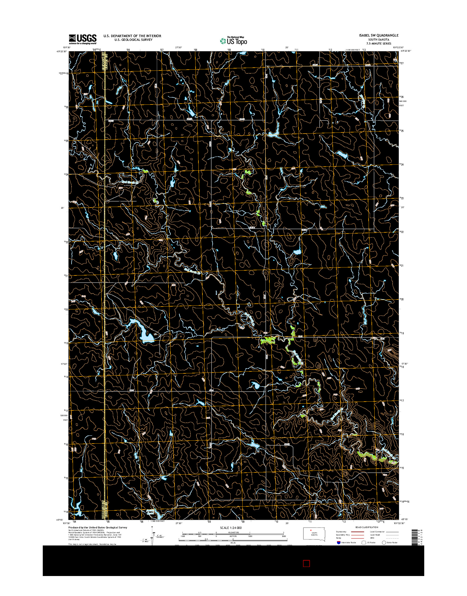 USGS US TOPO 7.5-MINUTE MAP FOR ISABEL SW, SD 2015