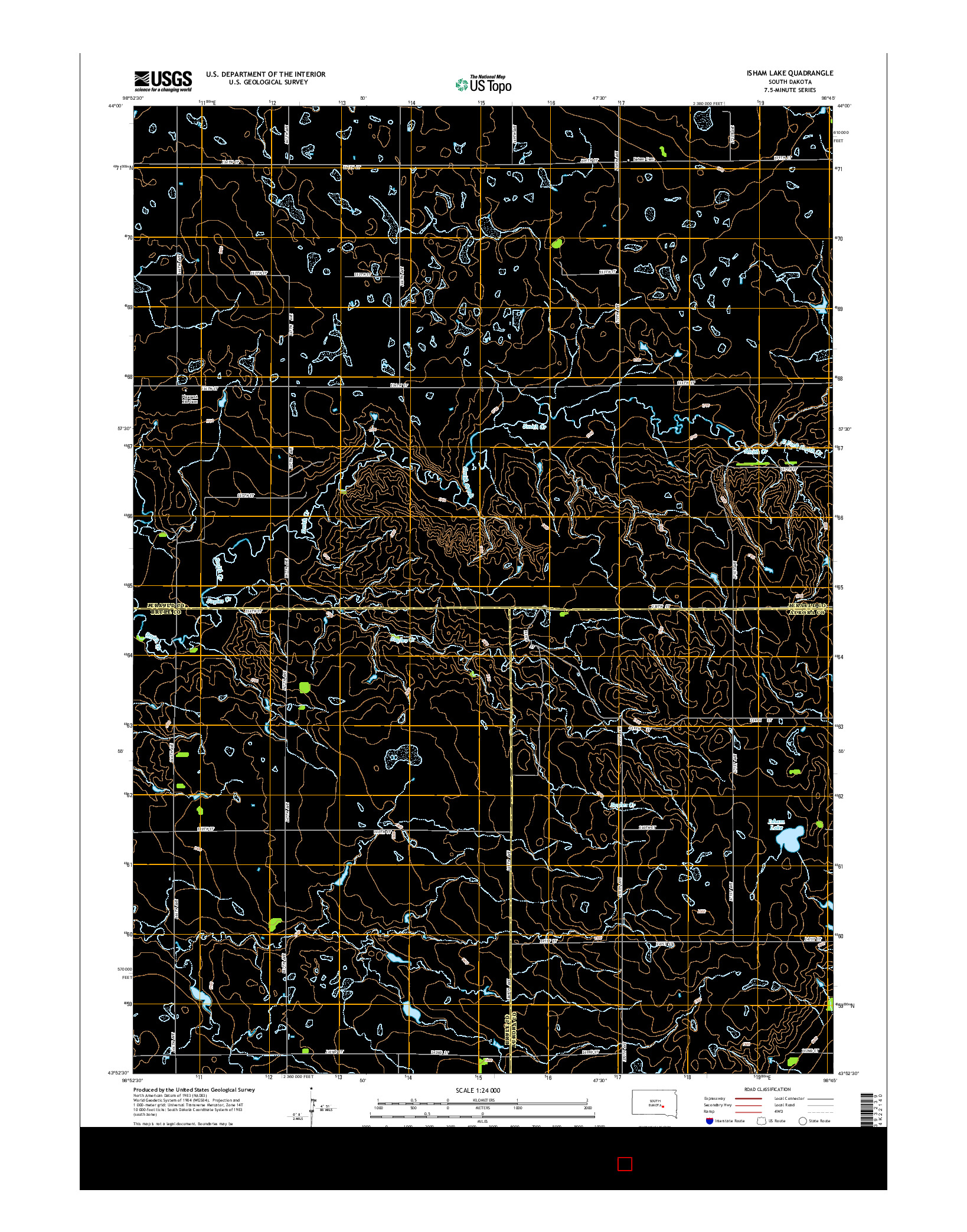 USGS US TOPO 7.5-MINUTE MAP FOR ISHAM LAKE, SD 2015