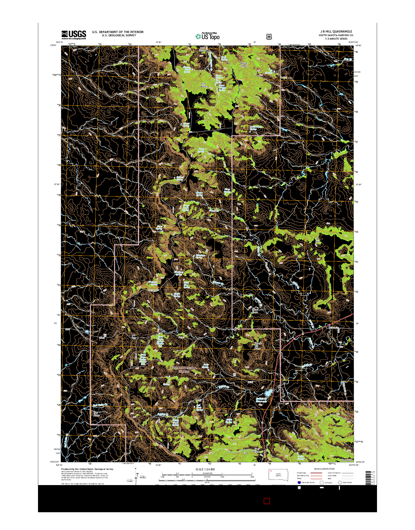 USGS US TOPO 7.5-MINUTE MAP FOR J B HILL, SD 2015